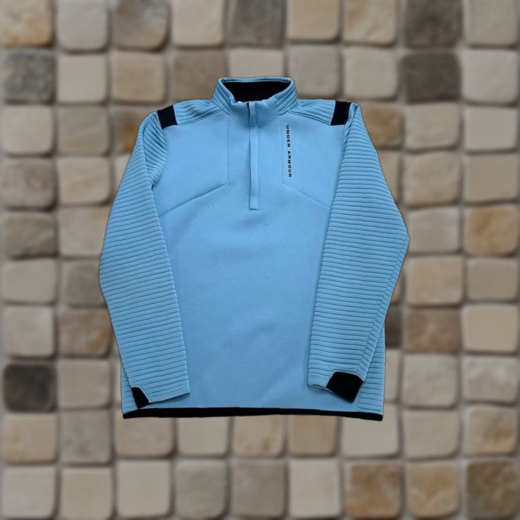 Under Armour Under Armour ColdGear Sweater Mens M Blue 1/4 Zip Pullover Running Winter Navy/Blue (Adult Medium) Size US M / EU 48-50 / 2 - 1 Thumbnail