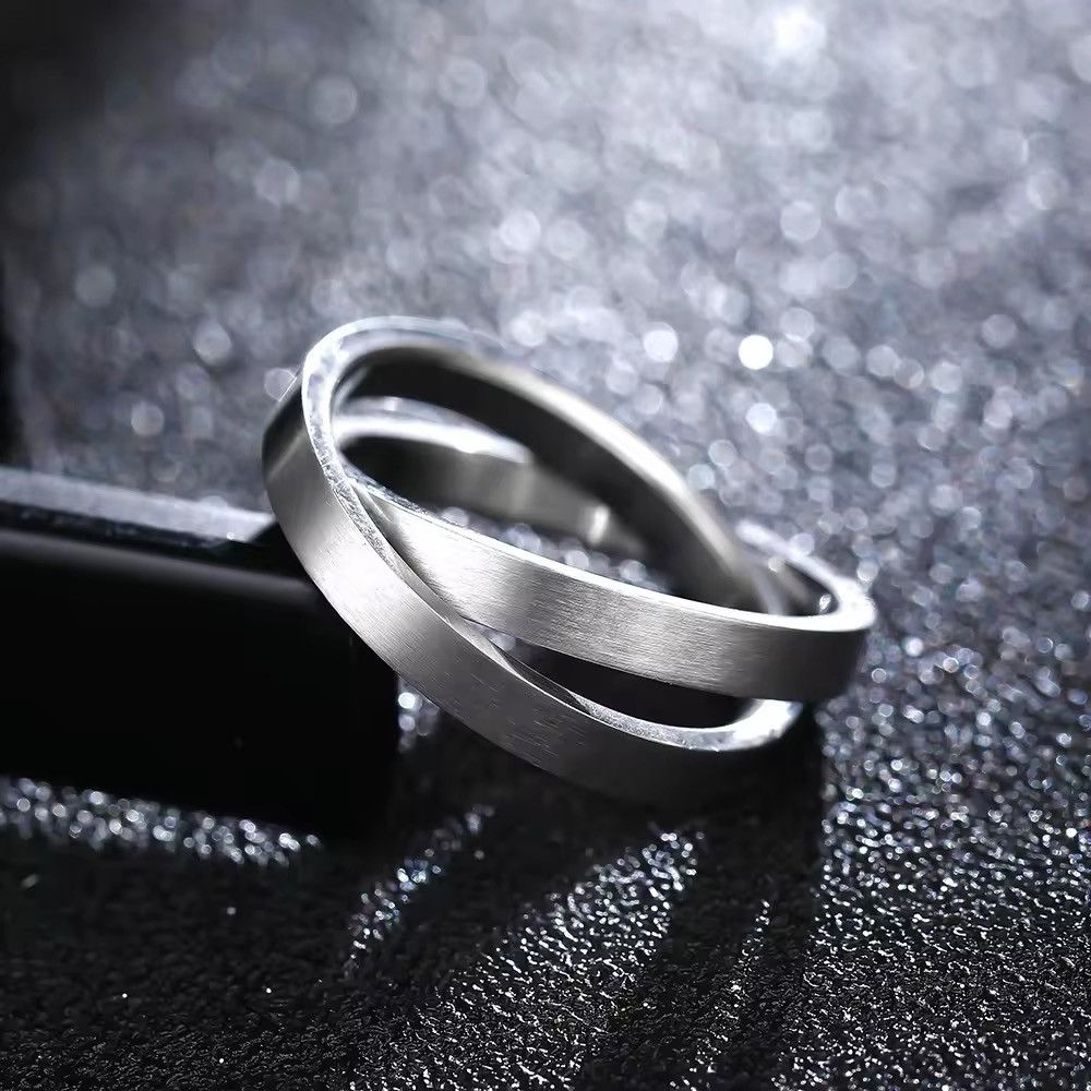 Jewelry Retro punk stainless steel double ring Size ONE SIZE - 1 Thumbnail