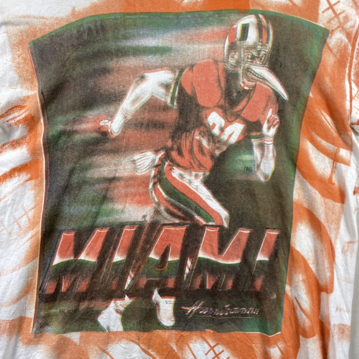NBA × Vintage Vintage 90s Miami Hurricanes NCAA Single Stitch NFL Size US XL / EU 56 / 4 - 6 Thumbnail