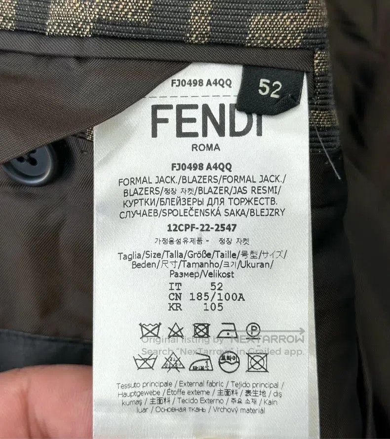 Fendi Fendi Brown Classic Monogram Letter Logo Single-Breasted C Size 52L - 5 Thumbnail