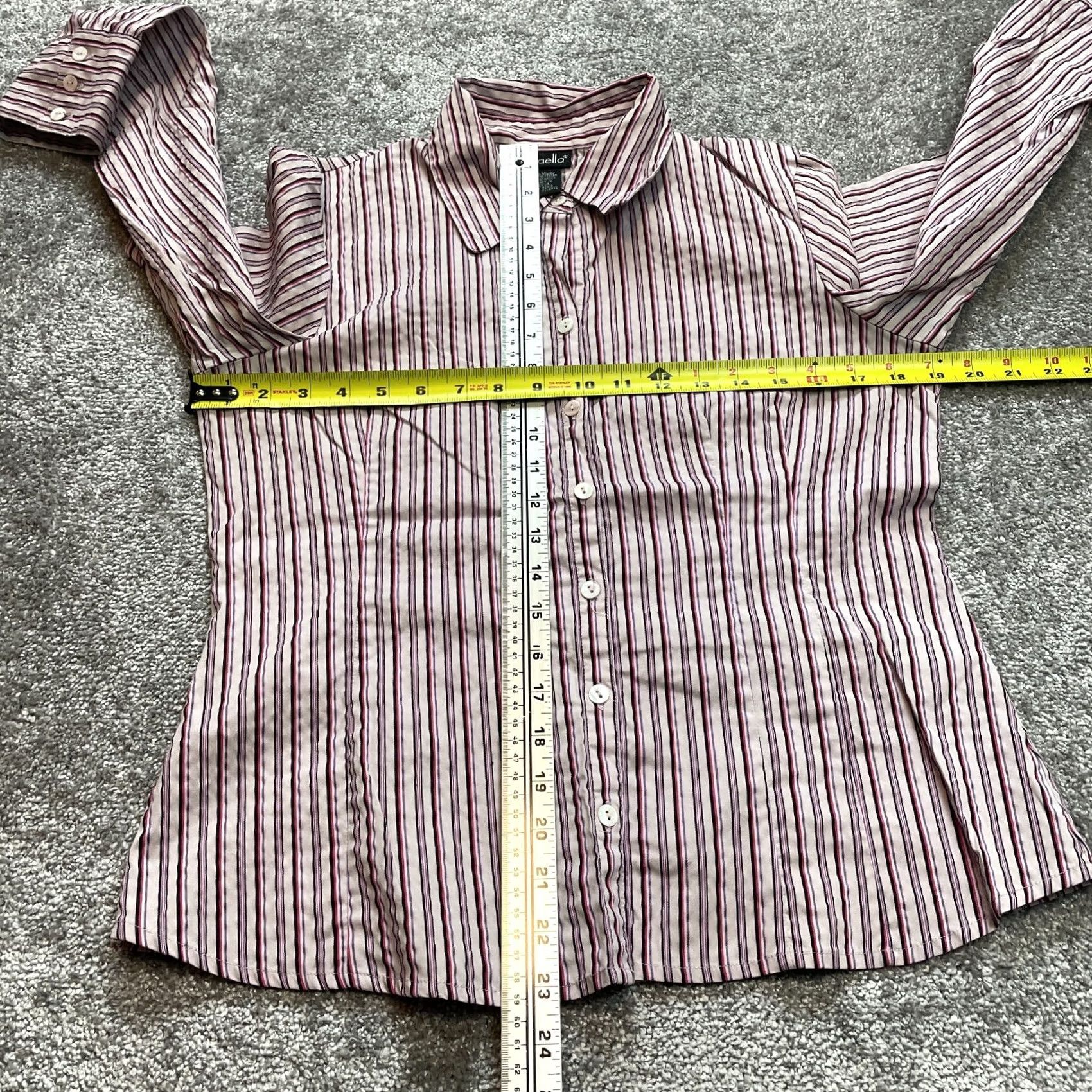 Vintage Rafaella Button Up Blouse Shirt Womens 10 Purple Striped Collared Ladies Top Shirt Size L / US 10 / IT 46 - 7 Thumbnail