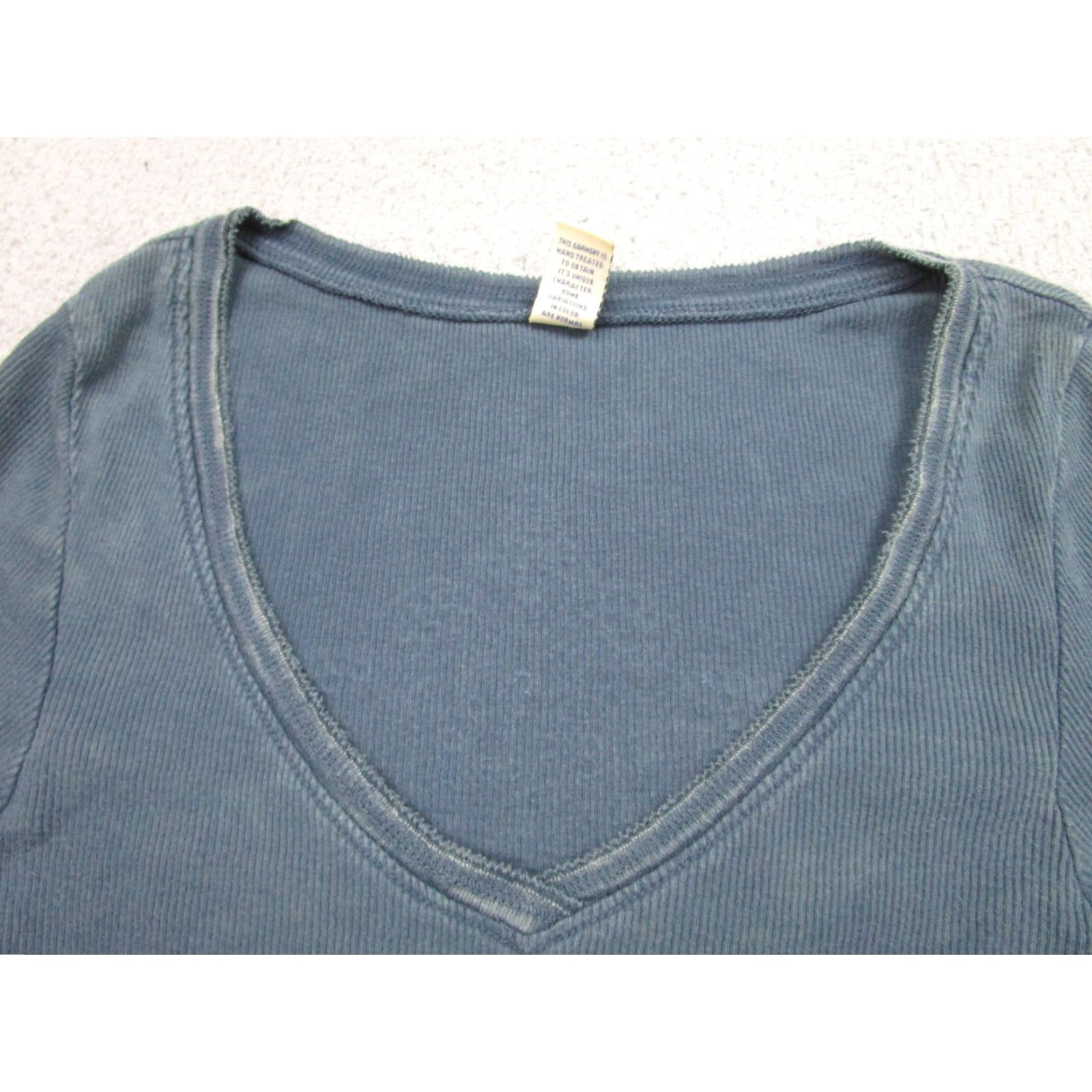 Vintage Y2k Thermal Shirt Womens M Blue Ribbed Fitted Long Sleeve Rhinestone Bella Fairy T-Shirt Slim 100% Cotton V-Neck Womens Size M / US 6-8 / IT 42-44 - 6 Thumbnail