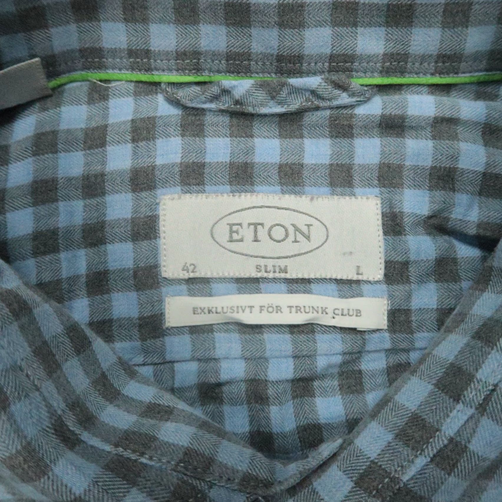 Eton VINTAGE Not applicable; use best structure: Eton Dress Shirt Mens Large Blue Gingham Slim Fit Long Sleeve Button Up Size US L / EU 52-54 / 3 - 4 Thumbnail