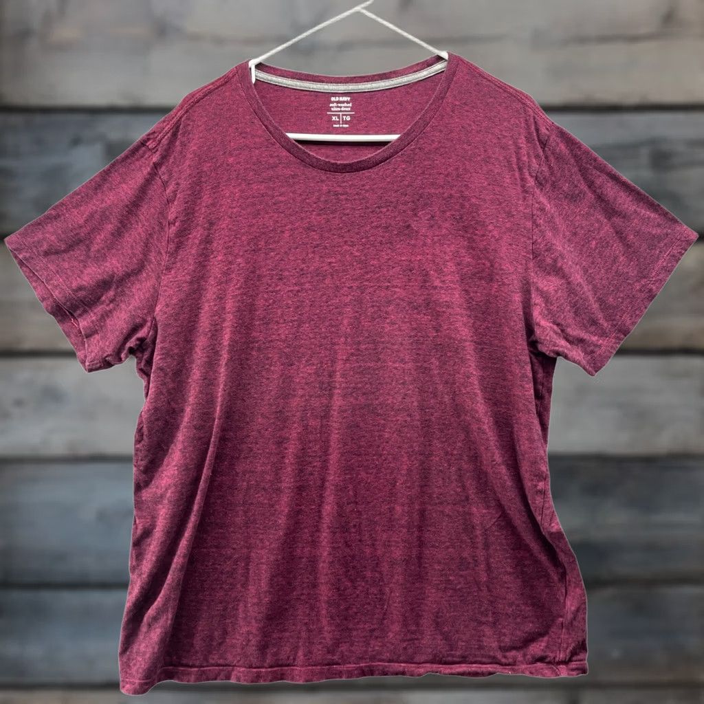 Old Navy Old Navy Soft Washed Crew Neck T-Shirt Mens XL Burgundy Striped Short Sleeve Size US XL / EU 56 / 4 - 1 Thumbnail