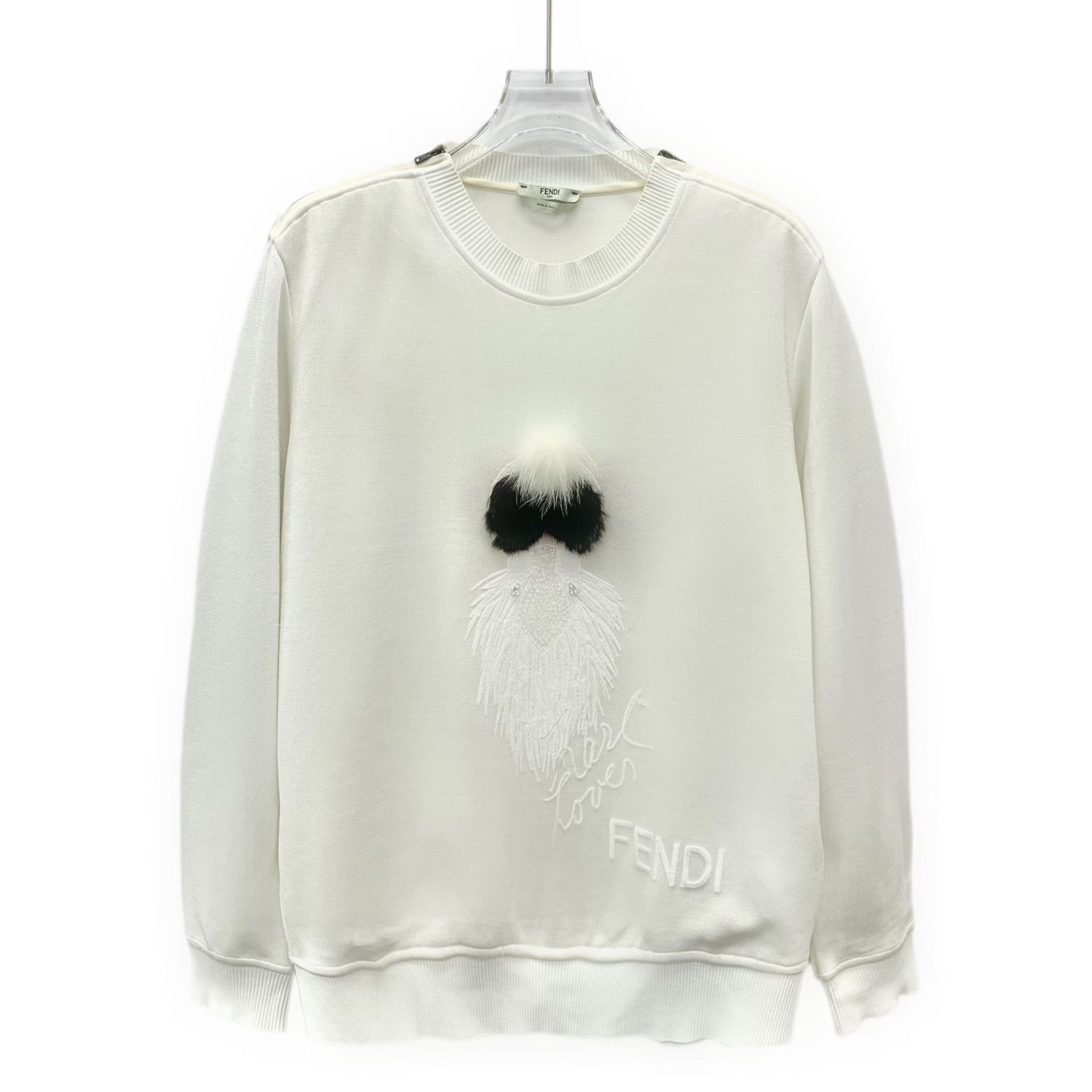 Fendi Fendi Embroidered White Hoodie L Women Size L / US 10 / IT 46 - 1 Thumbnail