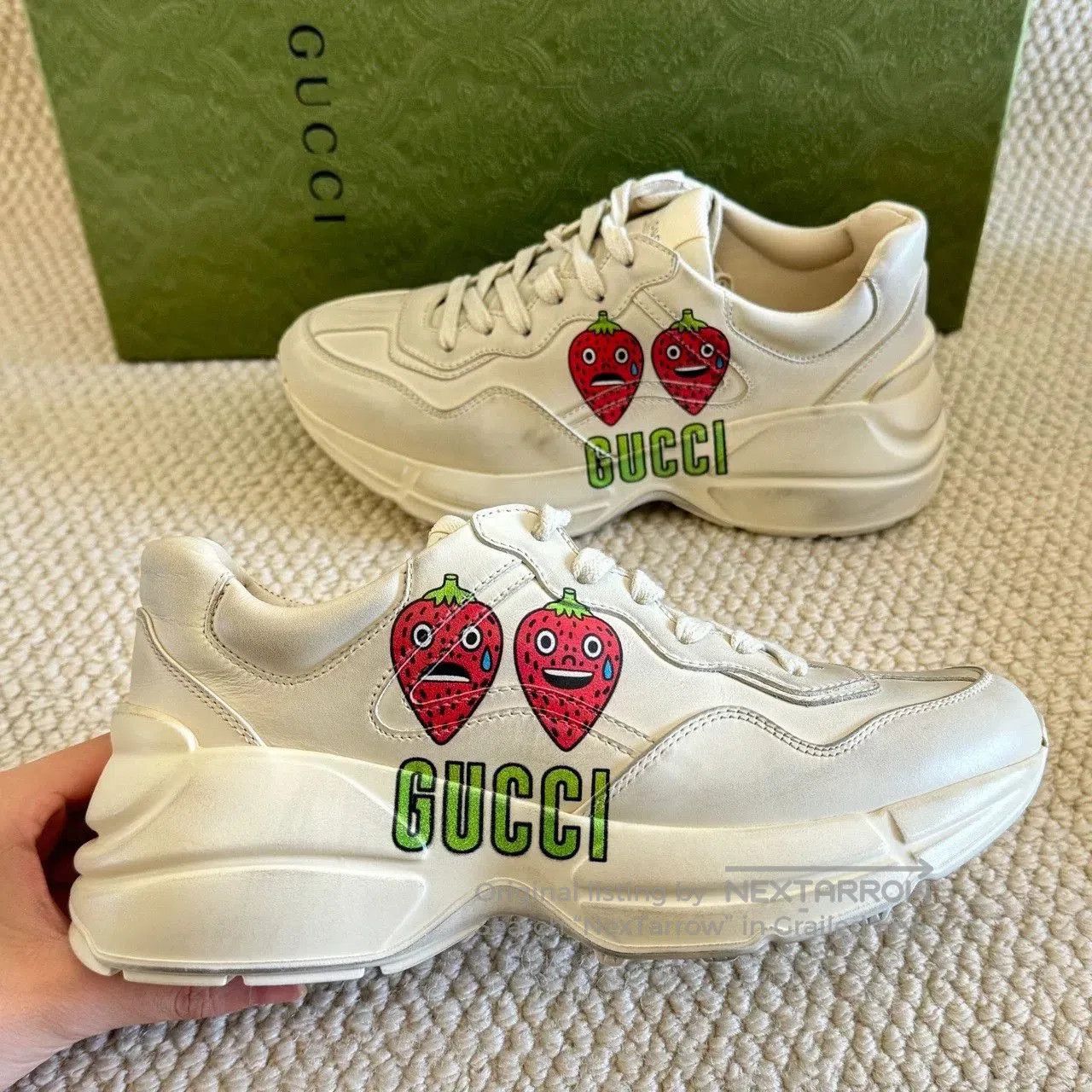 Gucci gucci rhyton sneakers with strawberry print. Size US 5.5 / IT 35.5 - 6 Thumbnail