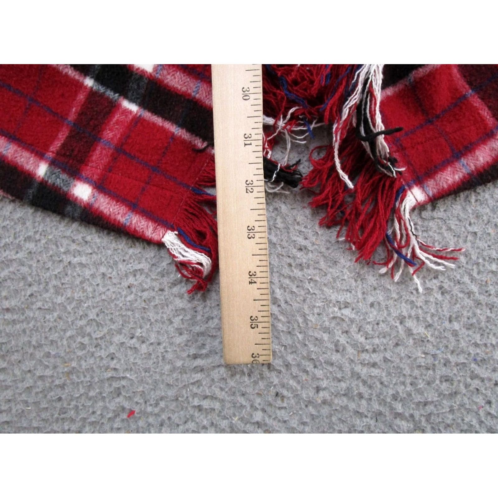Vintage Tribal Blouse Shirt Womens XL Red Plaid Fringe Open Front Sleeveless Top" Size XL / US 12-14 / IT 48-50 - 6 Thumbnail