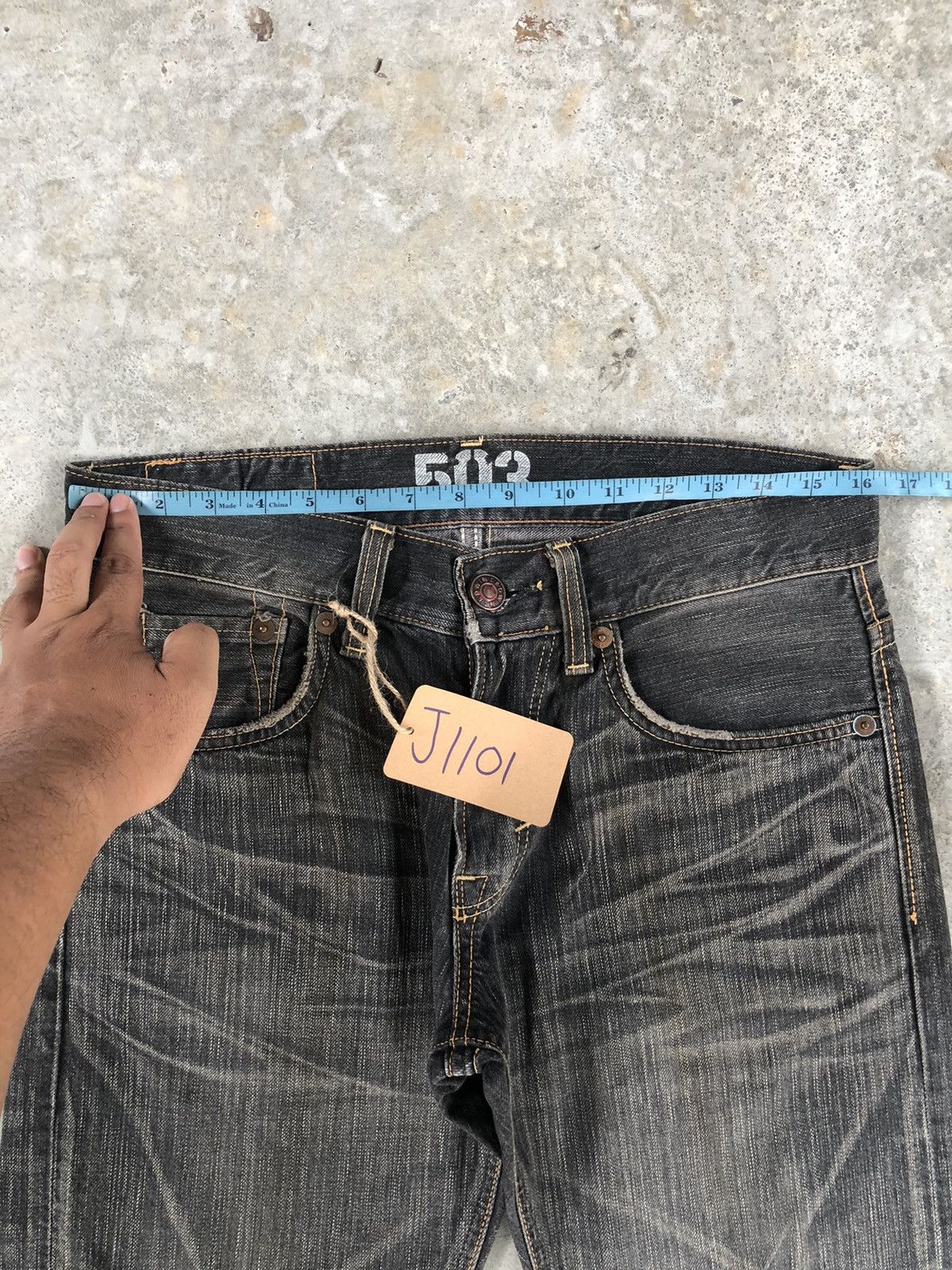 If Six Was Nine Edwin 503 Blue Trip Distressed Jeans Size US 32 / EU 48 - 21 Thumbnail