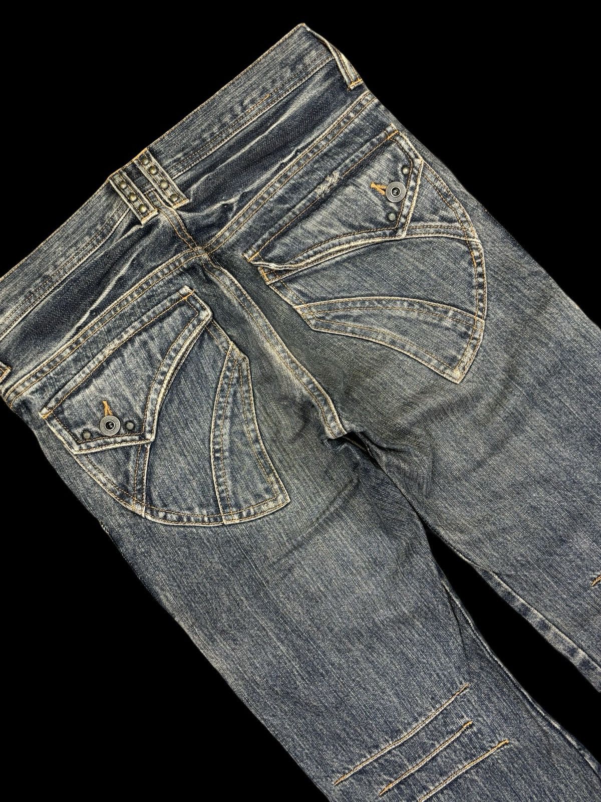 Japanese Brand 💥SUPER FLARE💥EDGE RUPERT Multipocket Flare Punk Jeans F701 Size US 29 - 17 Thumbnail