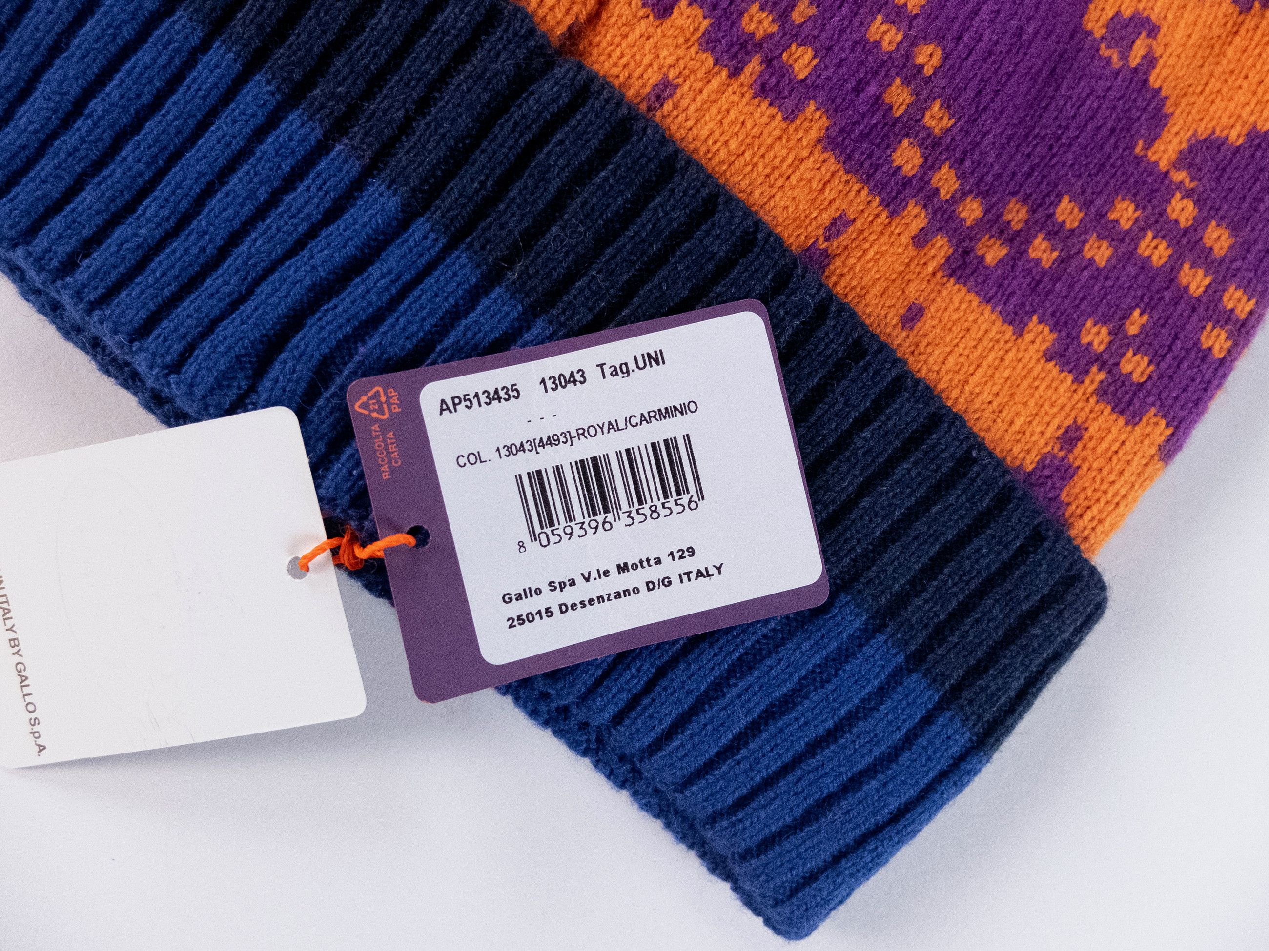 Other GALLO navy blue & purple deer motif wool cashmere beanie Size ONE SIZE - 3 Thumbnail