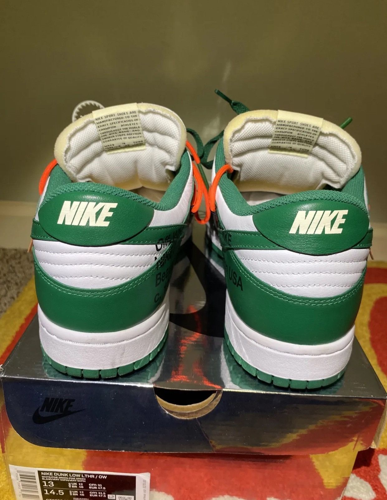Nike Nike Dunk Low x OFF-WHITE Pine Green Size US 13 / EU 46 - 9 Thumbnail
