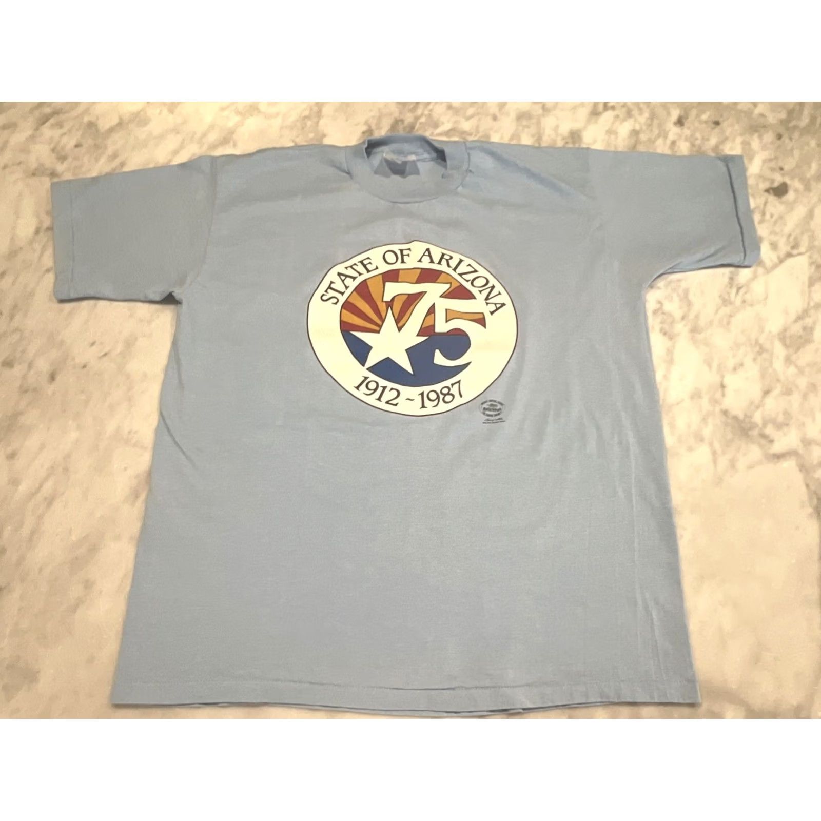 Vintage VINTAGE Hazelwood Premo Arizona 75th Anniversary T Shirt XL Blue Short Sleeve Graphic Tee United States 1980s Mens Size US XL / EU 56 / 4 - 3 Thumbnail