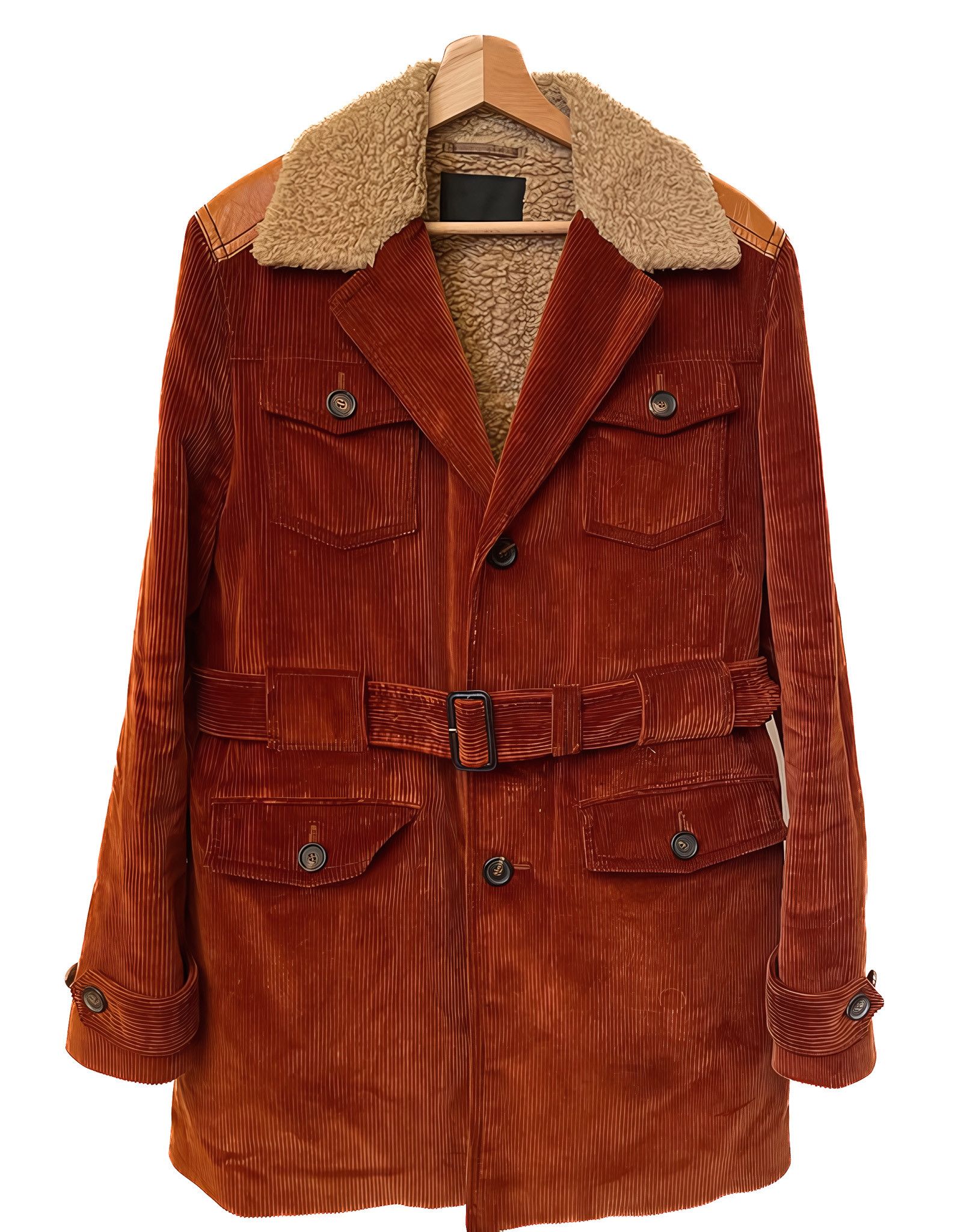 Prada A/W 2017 RUNWAY SHEEP FUR SHEARLING CORDUROY TRENCH COAT Size US M / EU 48-50 / 2 - 2 Thumbnail