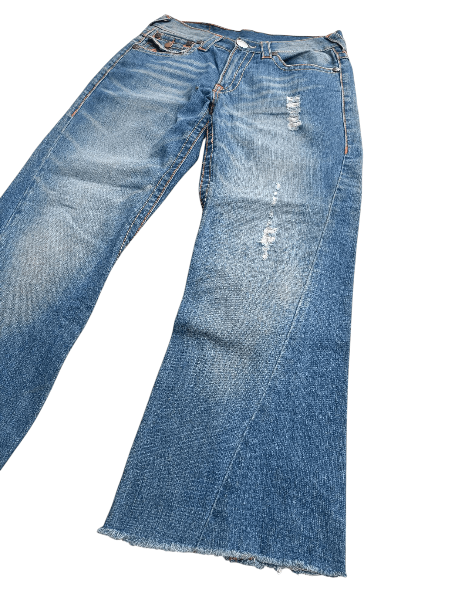 True Religion × Vintage FLARED🔥True Religion Joey Big T Rainbow Distressed Jeans Size US 30 / EU 46 - 3 Thumbnail