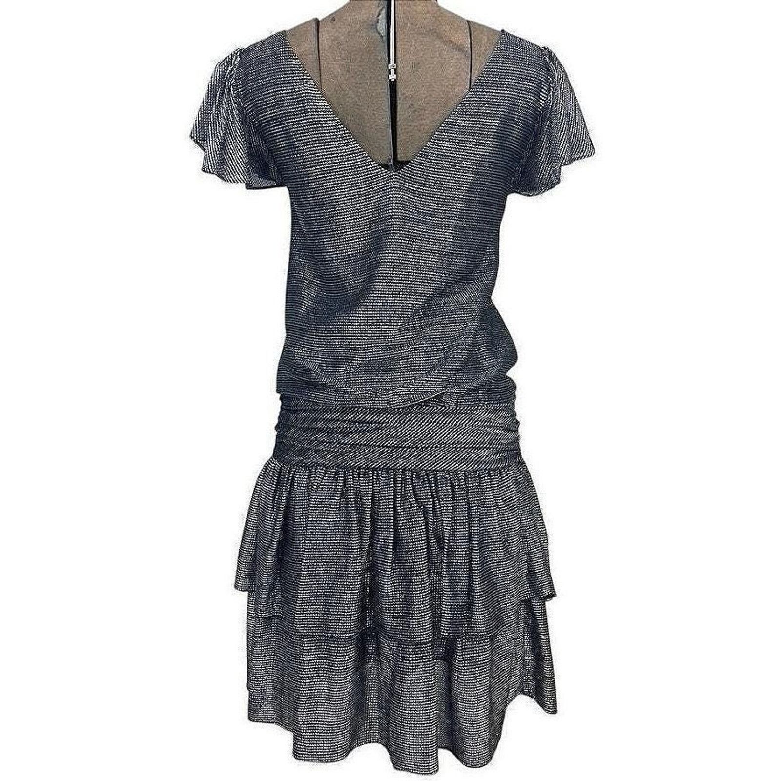 Vintage Womens Metallic Silver 80s Dress Disco Whimsi Party Bling Size S / US 4 / IT 40 - 3 Thumbnail