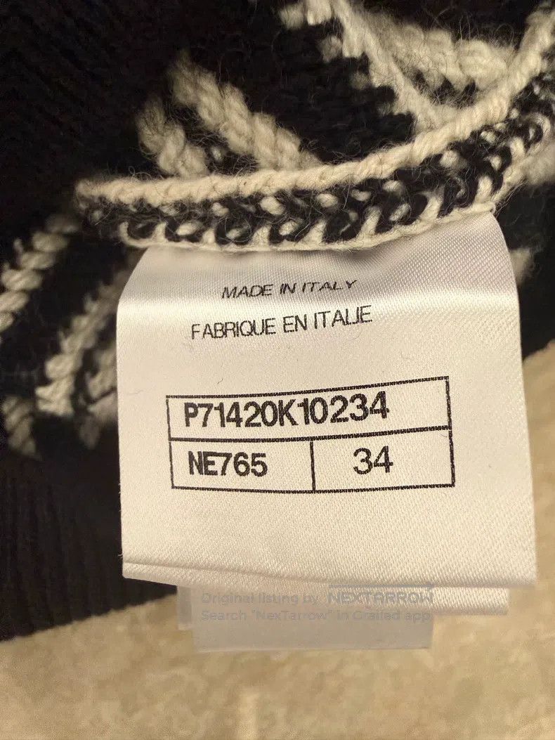 Chanel Chanel 21B black and white oblique striped shawl knitted s Size XXS / US 00 / IT 34 - 4 Thumbnail