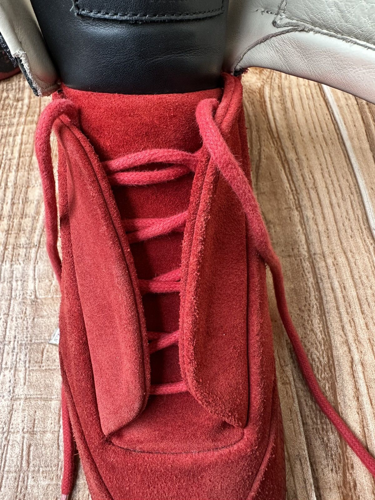 Maison Margiela 👀Maison Margiela Red Leather Suede Futures Hightops Size US 9 / EU 42 - 19 Thumbnail