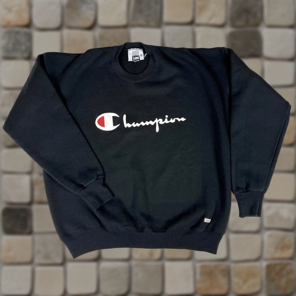 Lee Lee x Champion Men's Vintage Sweatshirt Heavyweight XL Black 90s Crew Neck Cotton Blend Size US XL / EU 56 / 4 - 1 Thumbnail