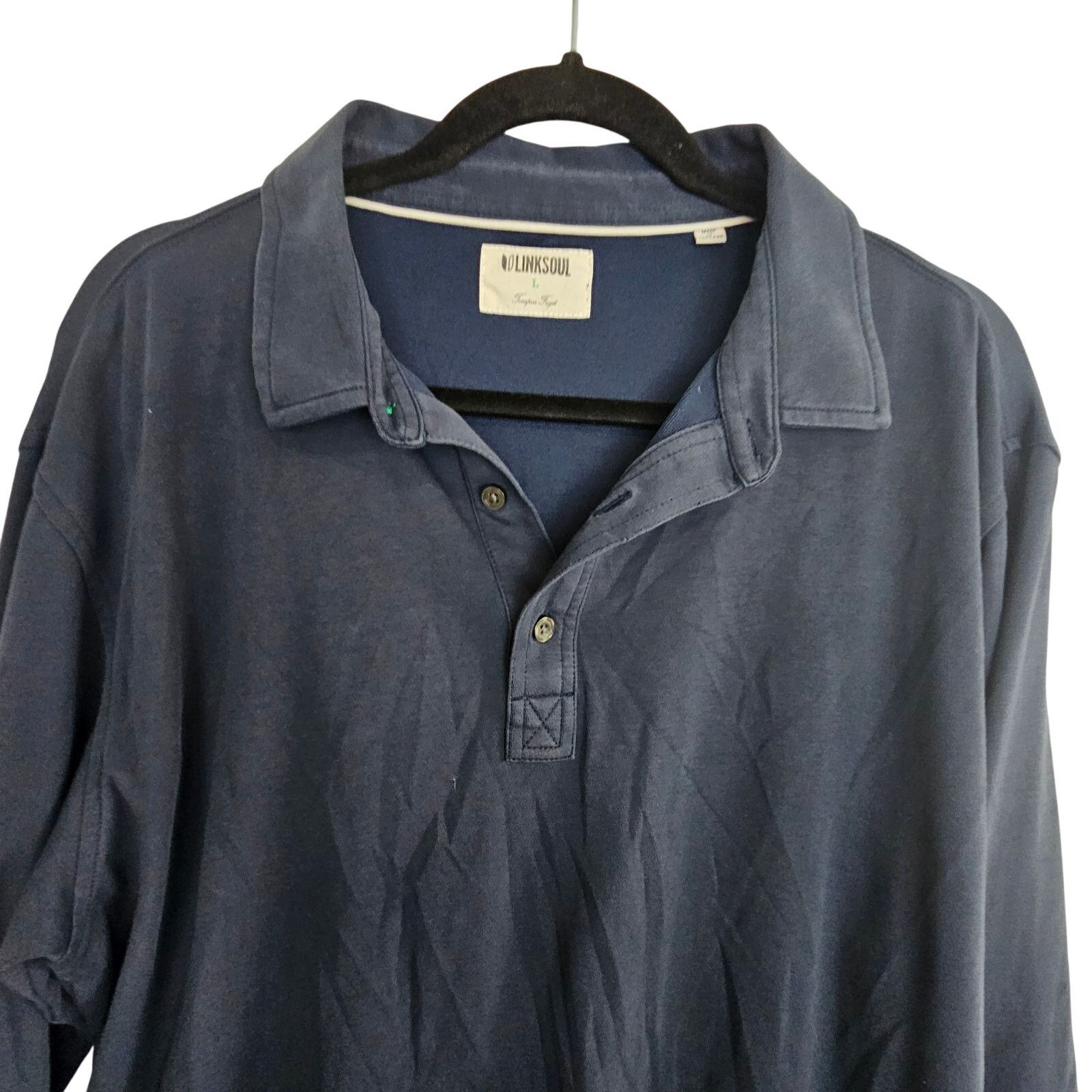 Other Linksoul Polo Shirt Pullover Long Sleeve Top Navy Blue Men L Size US L / EU 52-54 / 3 - 2 Thumbnail