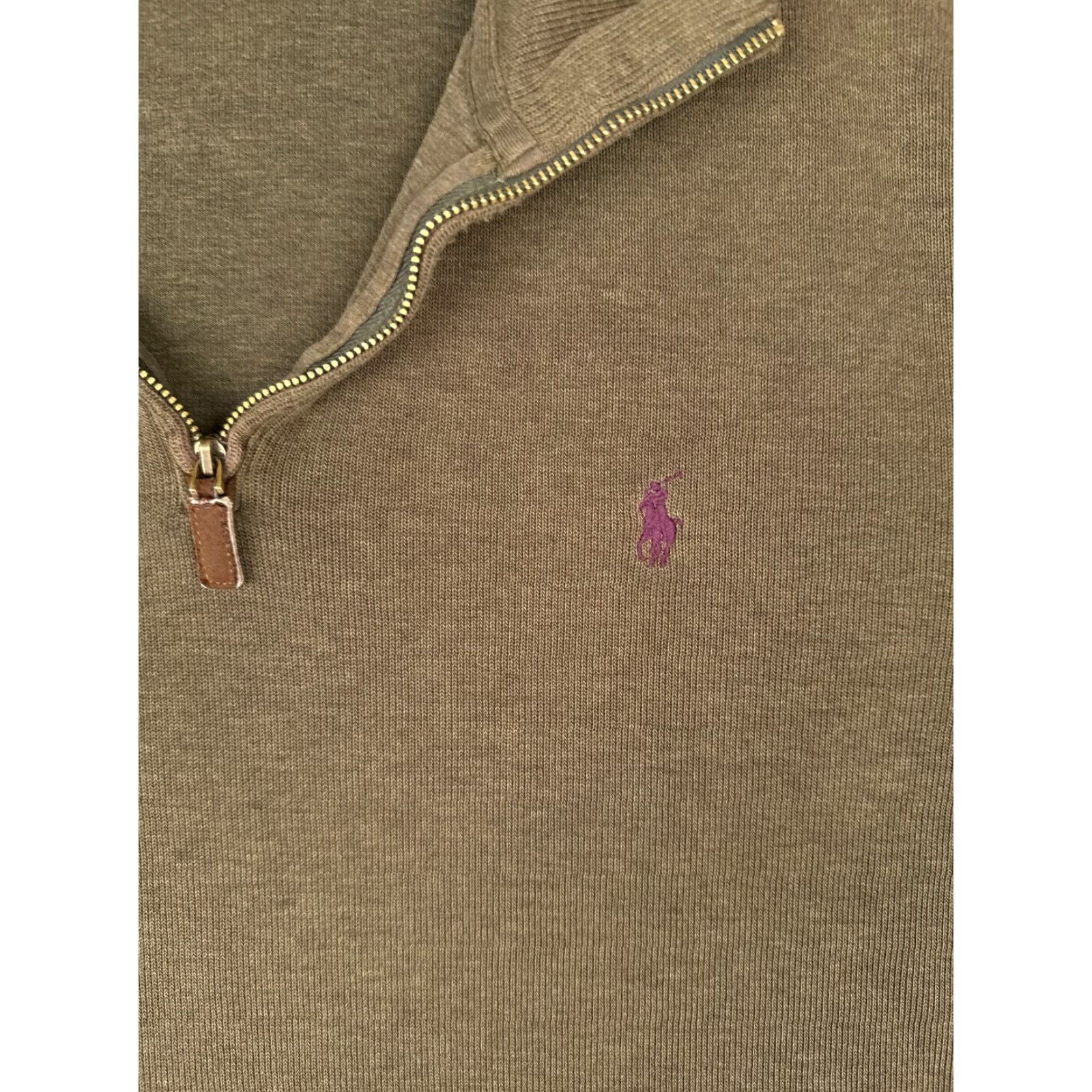 Polo Ralph Lauren Polo Ralph Lauren Sweater Men XL Brown 1/4 Zip Mock Neck 100% Cotton Pullover Knit Subtle Embroidered Logo Size US XL / EU 56 / 4 - 6 Thumbnail