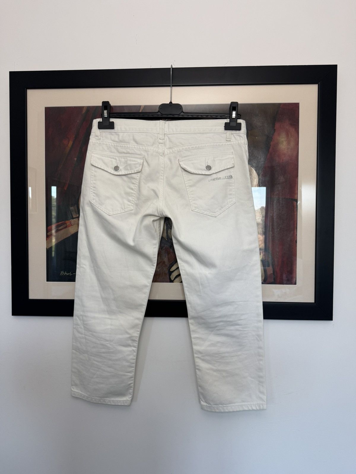 Prada Vintage Women Denim Pant Luxury Rare Hype 3/4 White
