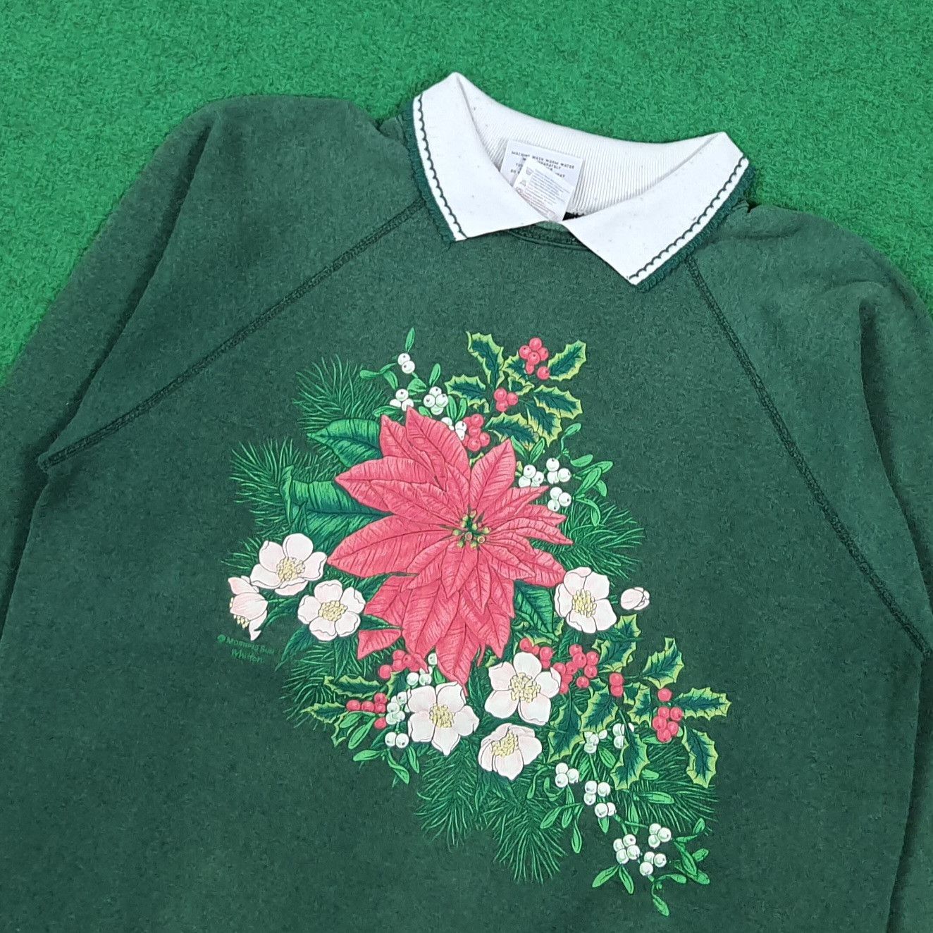 Hanes Vintage 90s Christmas Poinsettia Flower Crewneck E1A3 Size US M / EU 48-50 / 2 - 2 Thumbnail