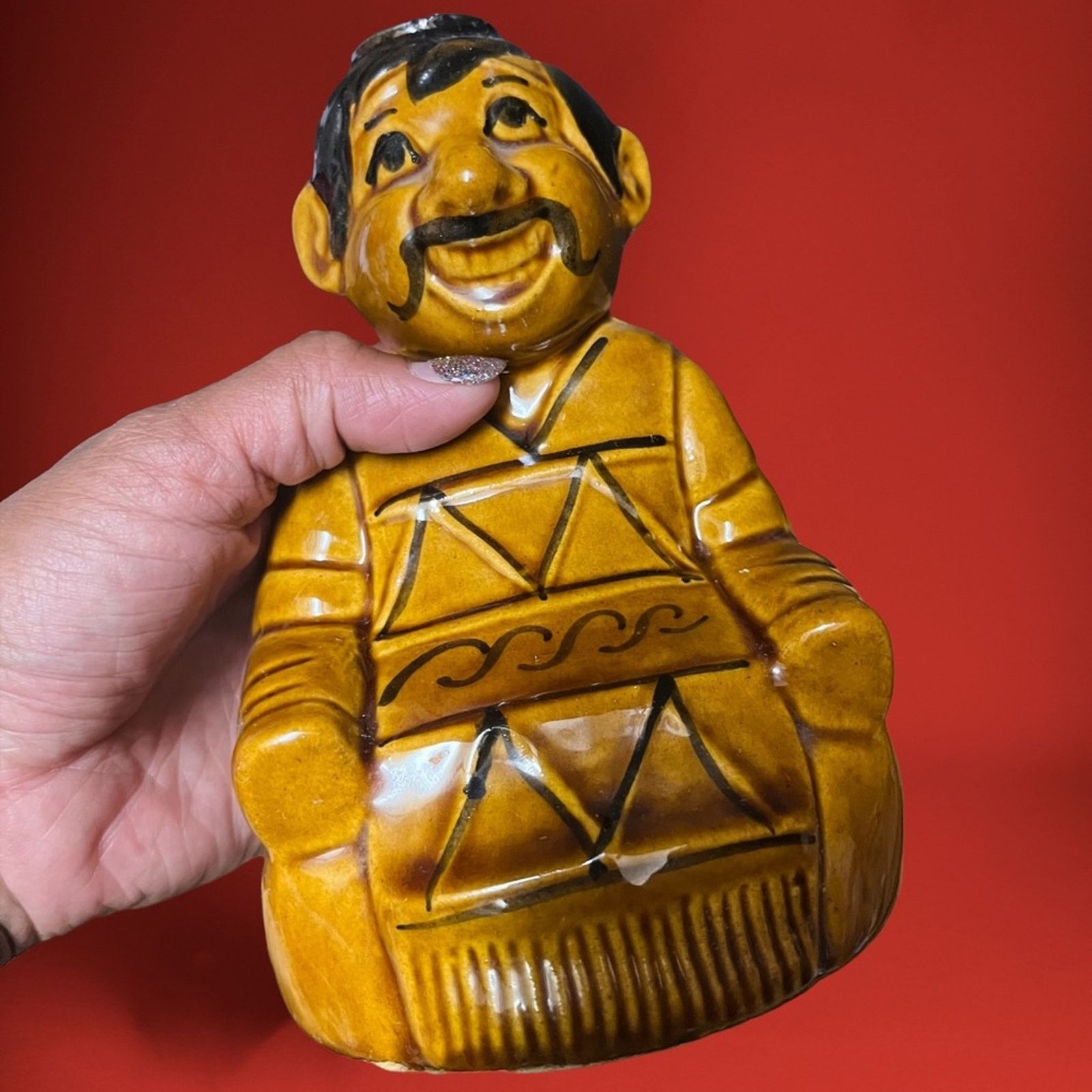 non Vintage Handmade Mexican Man In Bushes Tequila Decanter Cup Size ONE SIZE - 8 Thumbnail