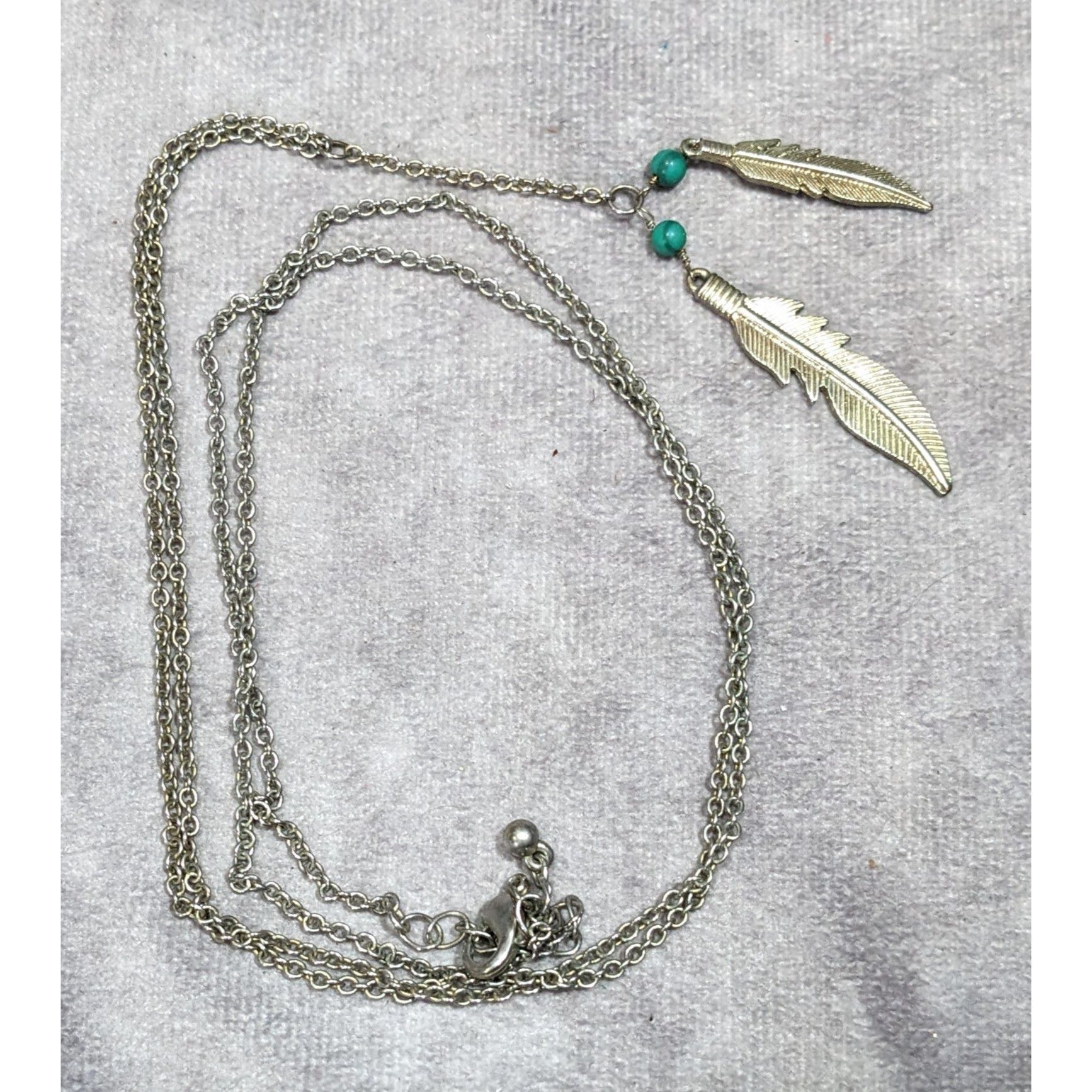 Other Bohemian Hippie Feather Charm Necklace Silver Tone With Faux Size ONE SIZE - 6 Thumbnail