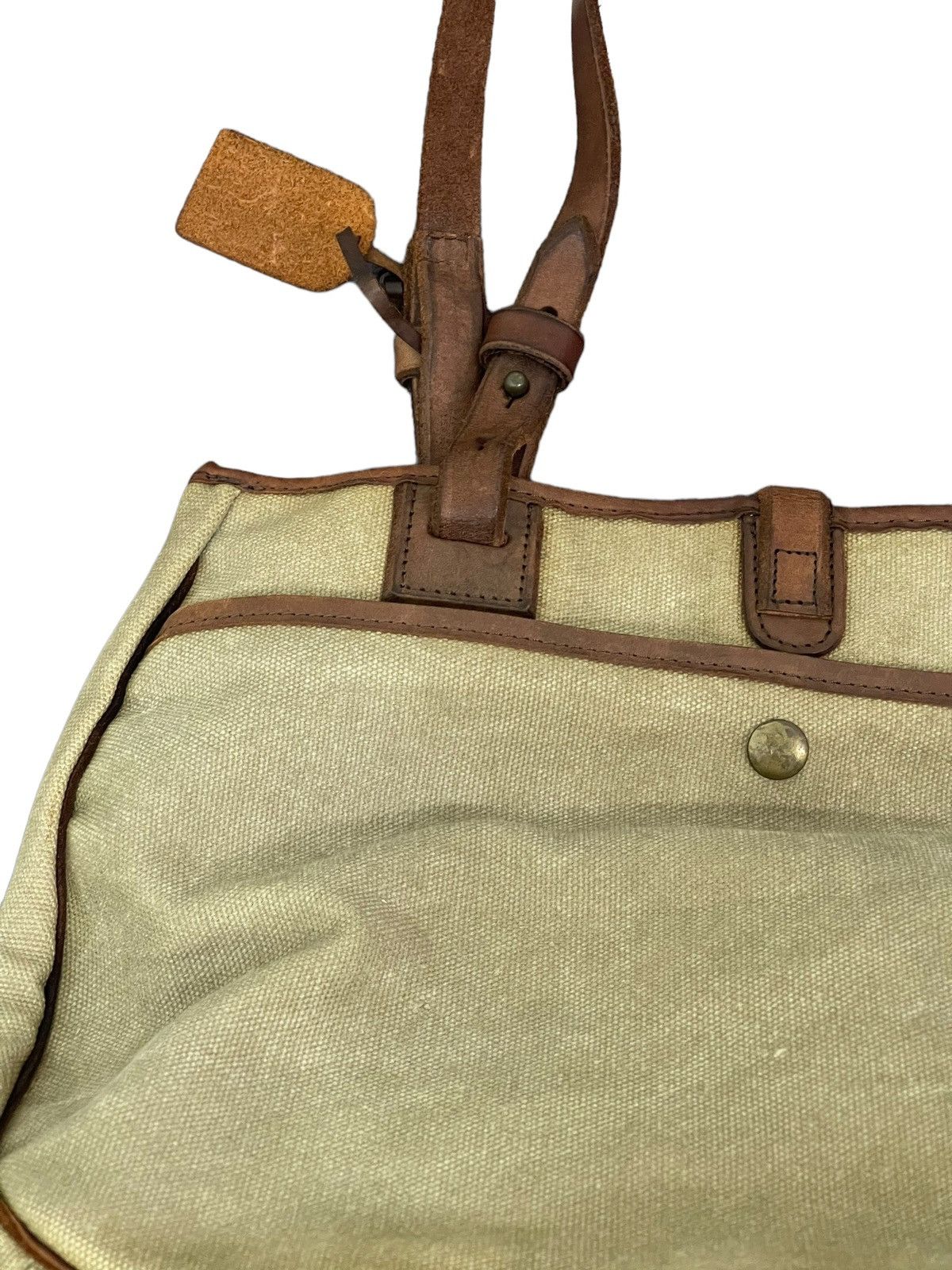 Japanese Brand Leather Cotton Canvas Paquet Shoulder Bag 4🟩 Size ONE SIZE - 19 Thumbnail