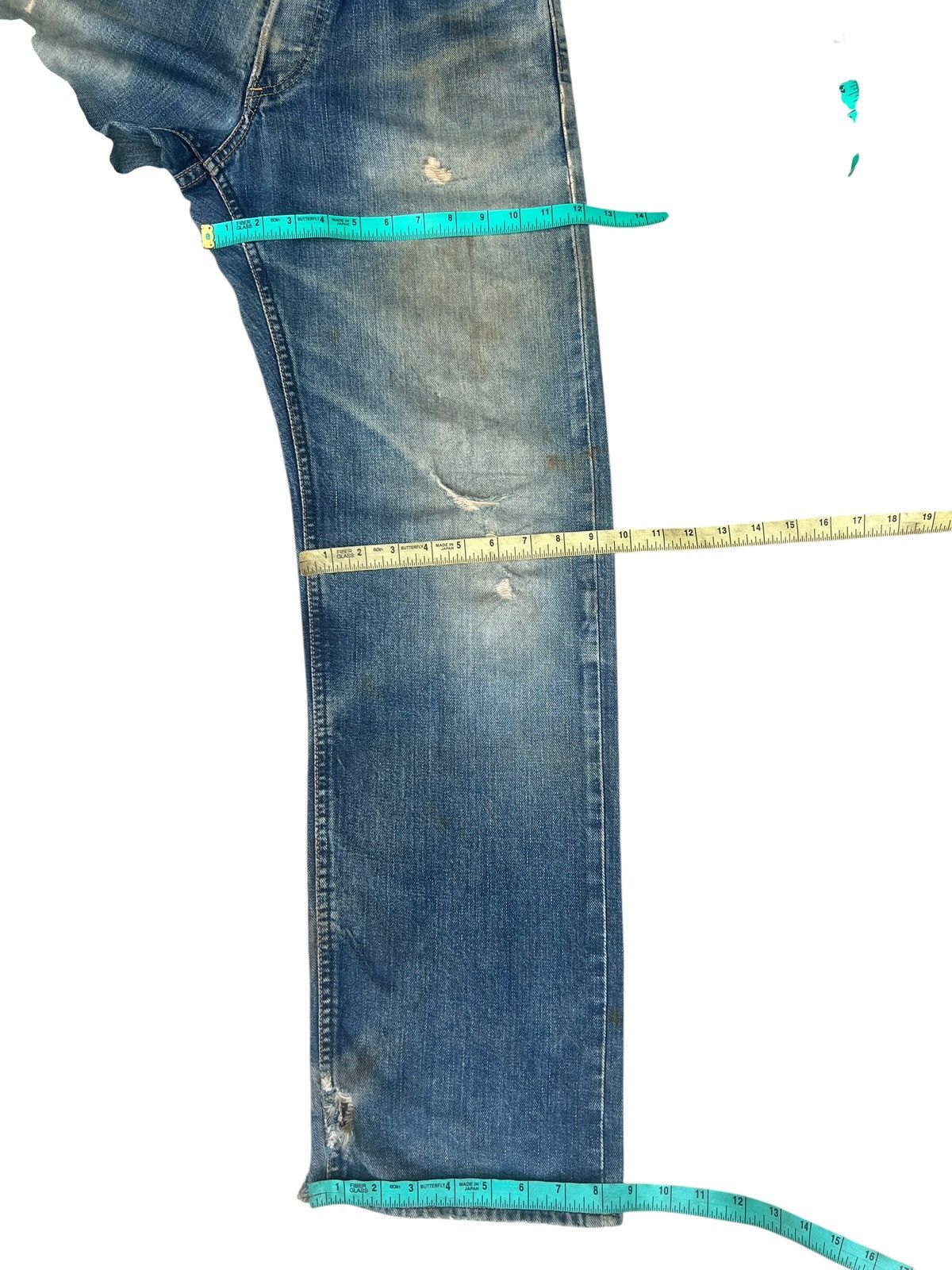 Lee Trashed Vintage Lee Ripped Dirty Mud Denim Selvedge Jeans Size US 30 / EU 46 - 3 Thumbnail