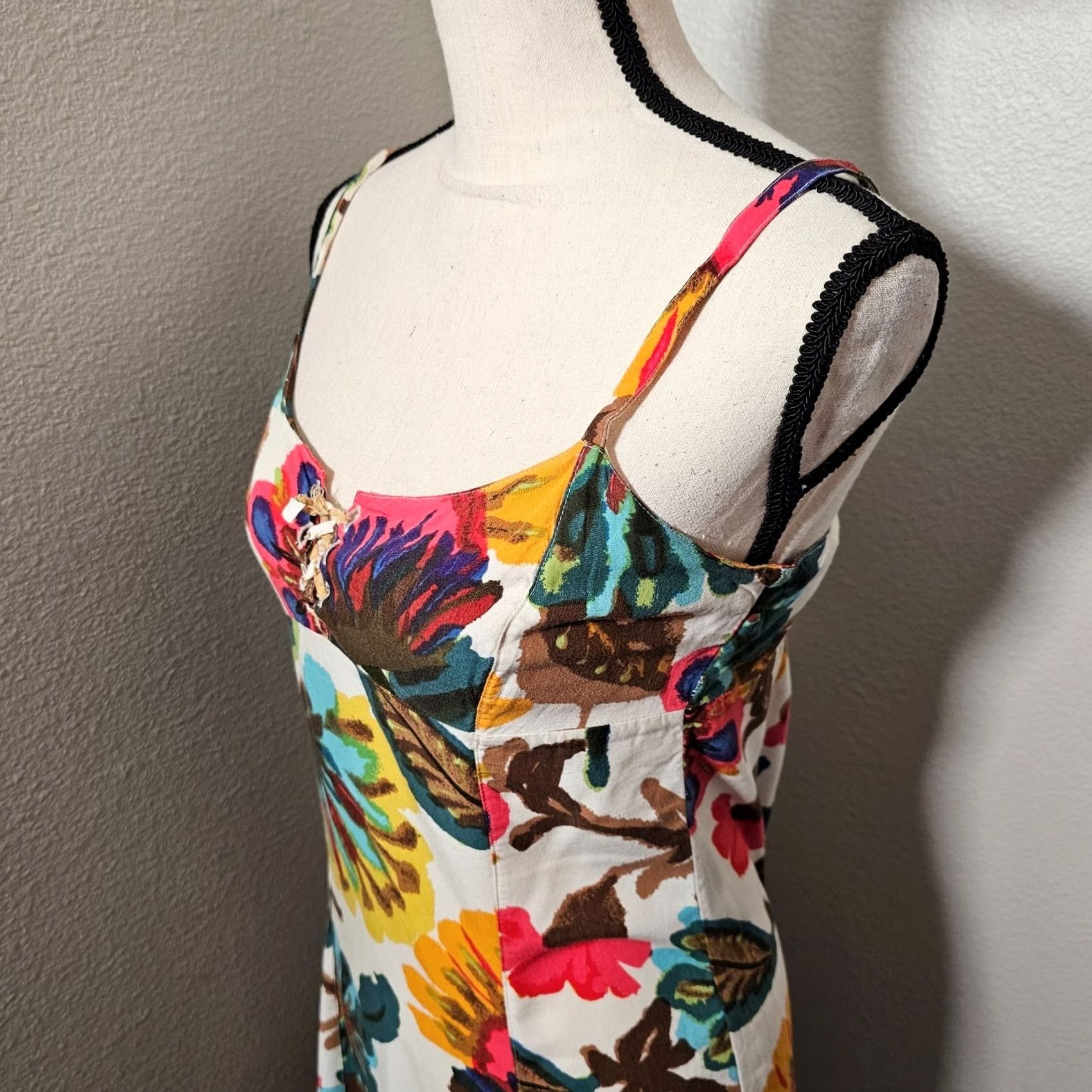 Lucky Brand Lucky Brand Dress Maxi Floral Sleeveless Scoop Neck Beige S Womens Dress, Casual, Wedding, Party, Floral Pattern, Slimming, Cotton Blend Size S / US 4 / IT 40 - 2 Thumbnail