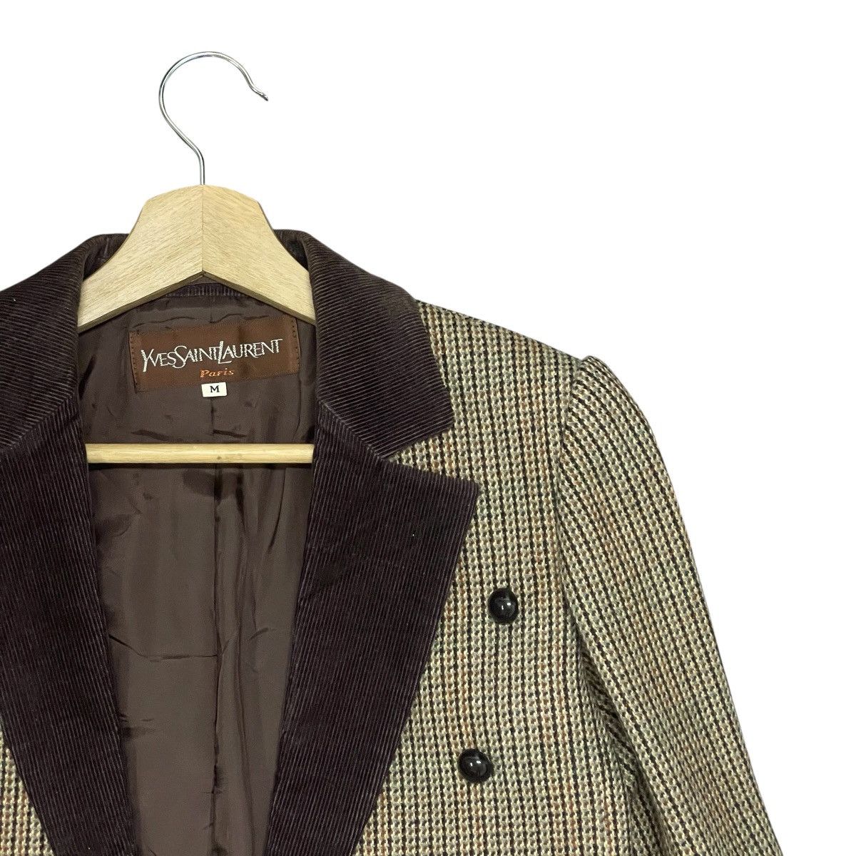 Yves Saint Laurent Vintage 80s Yves Saint Laurent Cropped Houndstooth Blazer Size M / US 6-8 / IT 42-44 - 2 Thumbnail