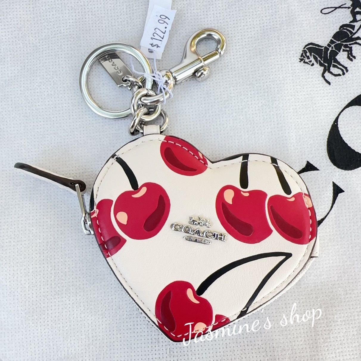 Coach NWT Coach CZ091 Coin Pouch Bag Charm With Cherry Print Size ONE SIZE - 2 Thumbnail