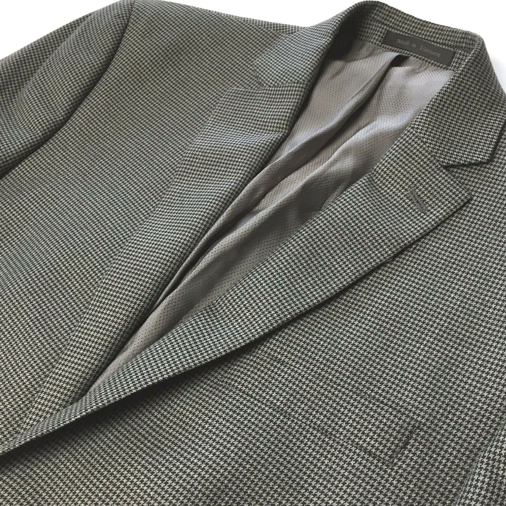 Michael Kors Michael Kors Blazer Mens 42L Gray Houndstooth 2-Button Poly Rayon Long Sleeve Notch Lapel Size 42R - 2 Thumbnail