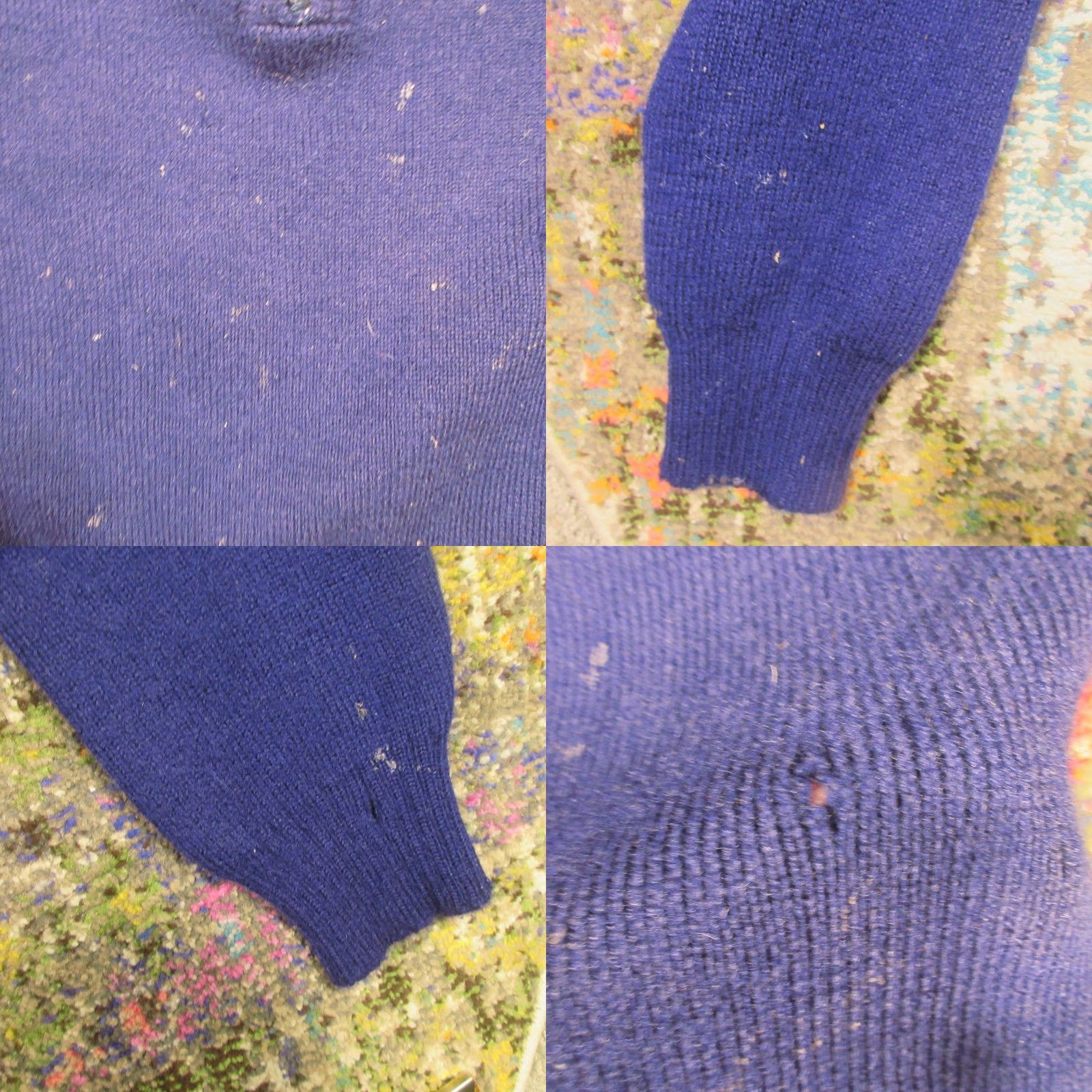 Obermeyer VINTAGE Obermeyer Heavy Wool Sweater Mens L Blue 1/4 Zip Pullover Distressed Size US L / EU 52-54 / 3 - 8 Thumbnail