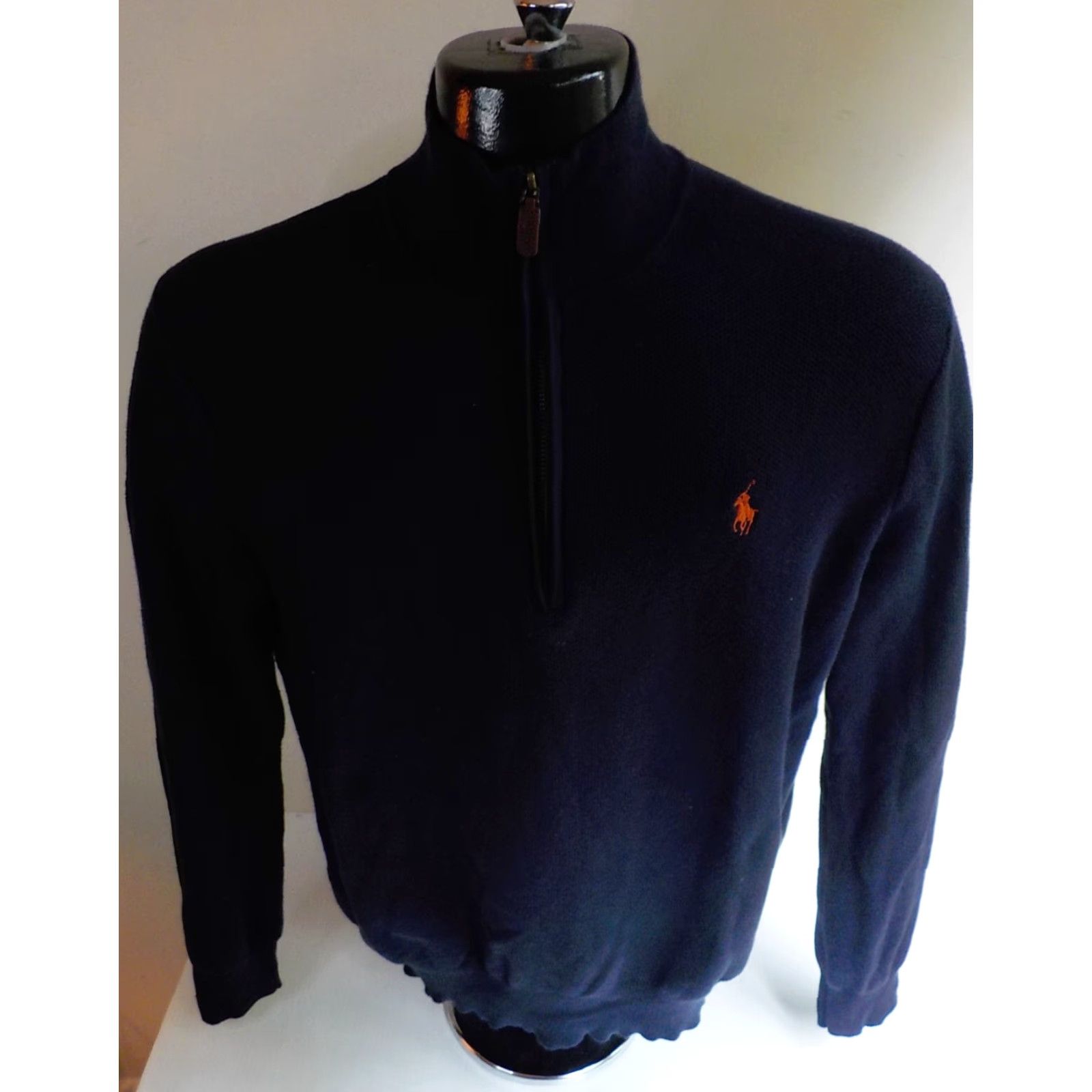 Polo Ralph Lauren VINTAGE Polo Ralph Lauren 1/4 Zip Pullover Shirt Navy 100% Pima Cotton Large Mens Logo Mock Neck Size US L / EU 52-54 / 3 - 2 Thumbnail