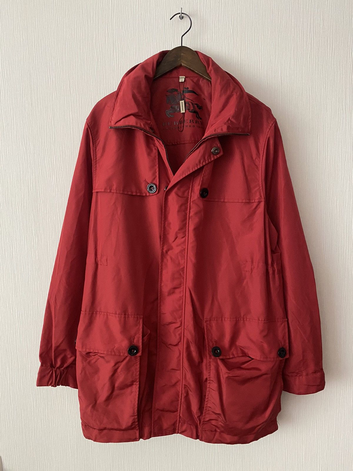 image of Vintage Burberry Prosum Big Pocket Weather Proof Jacket in Red, Men's (Size Large)