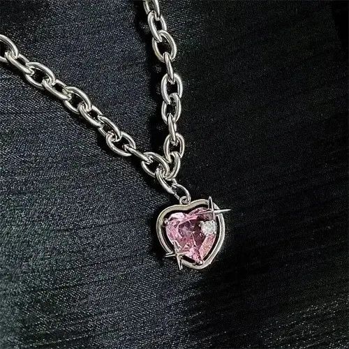 Jewelry Pink Vermiculite Peach Galaxy Necklace in Silver, Men's