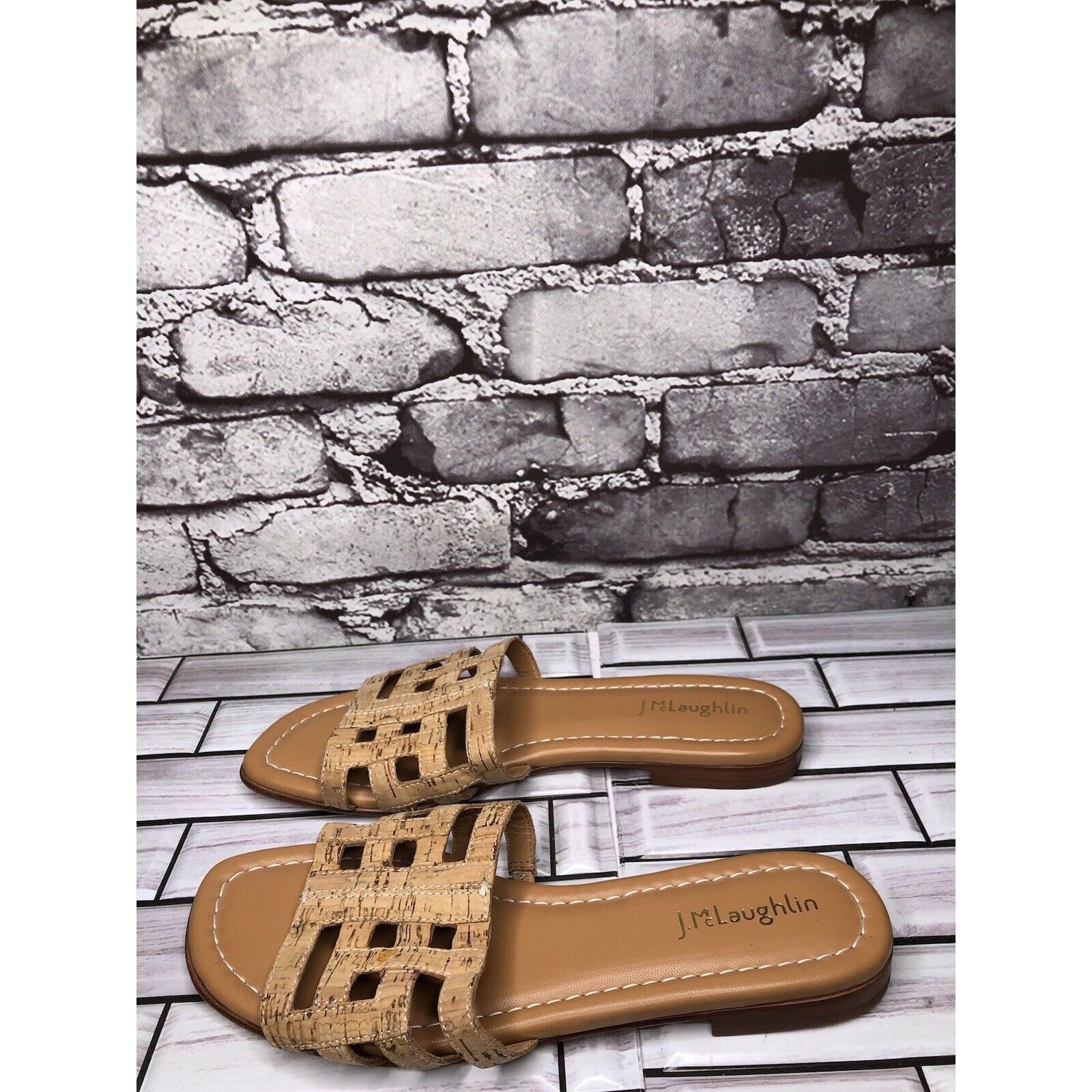 J.McLaughlin J. McLaughlin WILLA Tan Leather Cork Flat Slides Sandals Wom Size US 7.5 / IT 37.5 - 12 Thumbnail