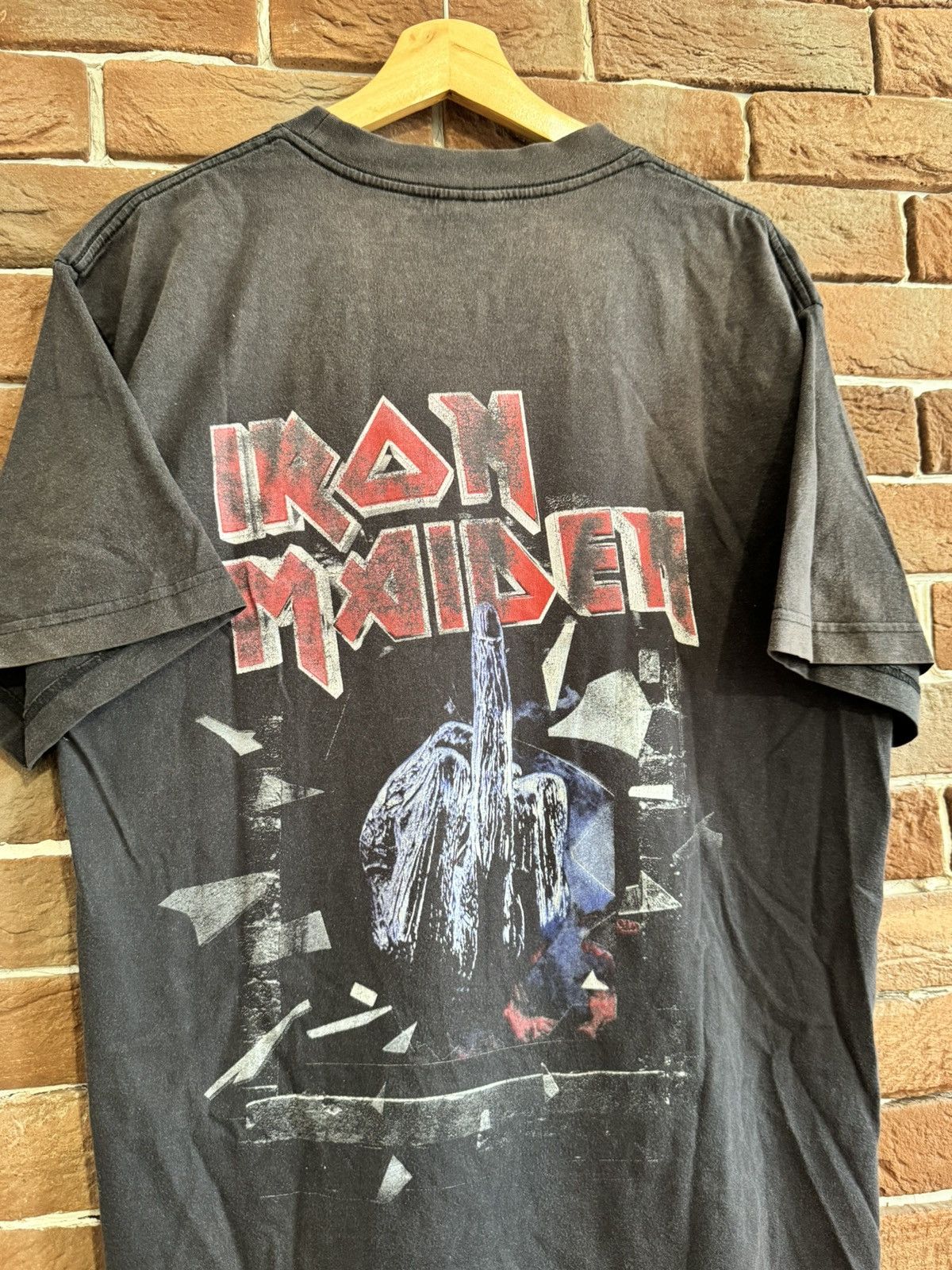 Band Tees Vintage 00s Iron Maiden Middle Finger Washed Metal Band Tee Size US L / EU 52-54 / 3 - 4 Thumbnail