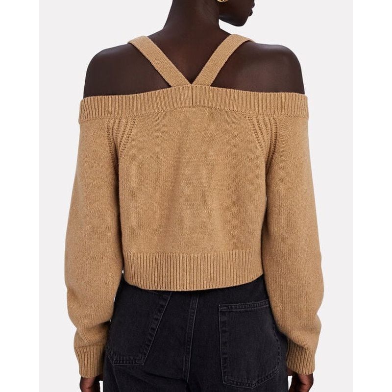INTERMIX Intermix Beige Rumi Cold Shoulder V-Neck Button Cardigan P Size S / US 4 / IT 40 - 11 Thumbnail