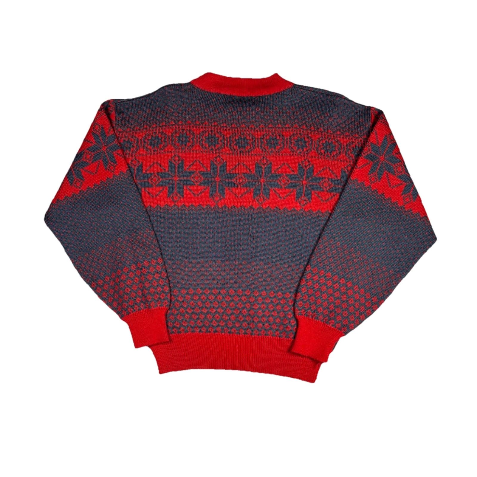 Vintage VINTAGE Snowflake Abstract Knit Sweater Red Wool Acrylic Adult Small 90s Geometric Knit Pattern Crew Neck Pullover Men Mens Size US S / EU 44-46 / 1 - 2 Thumbnail