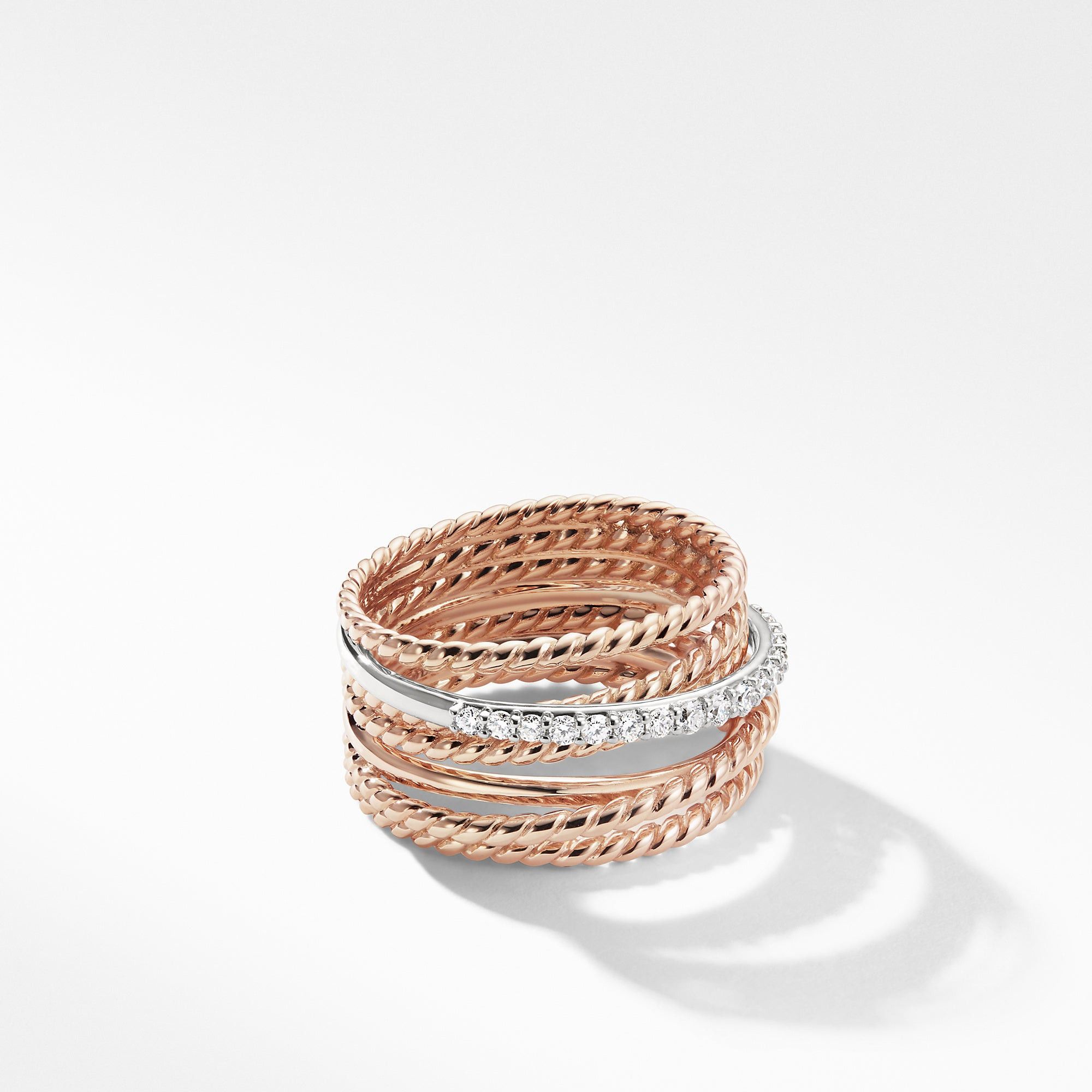 David Yurman o1w1db10325 R07370D Ring in 18K Rose Gold with Pave Diamonds Size ONE SIZE - 1 Preview