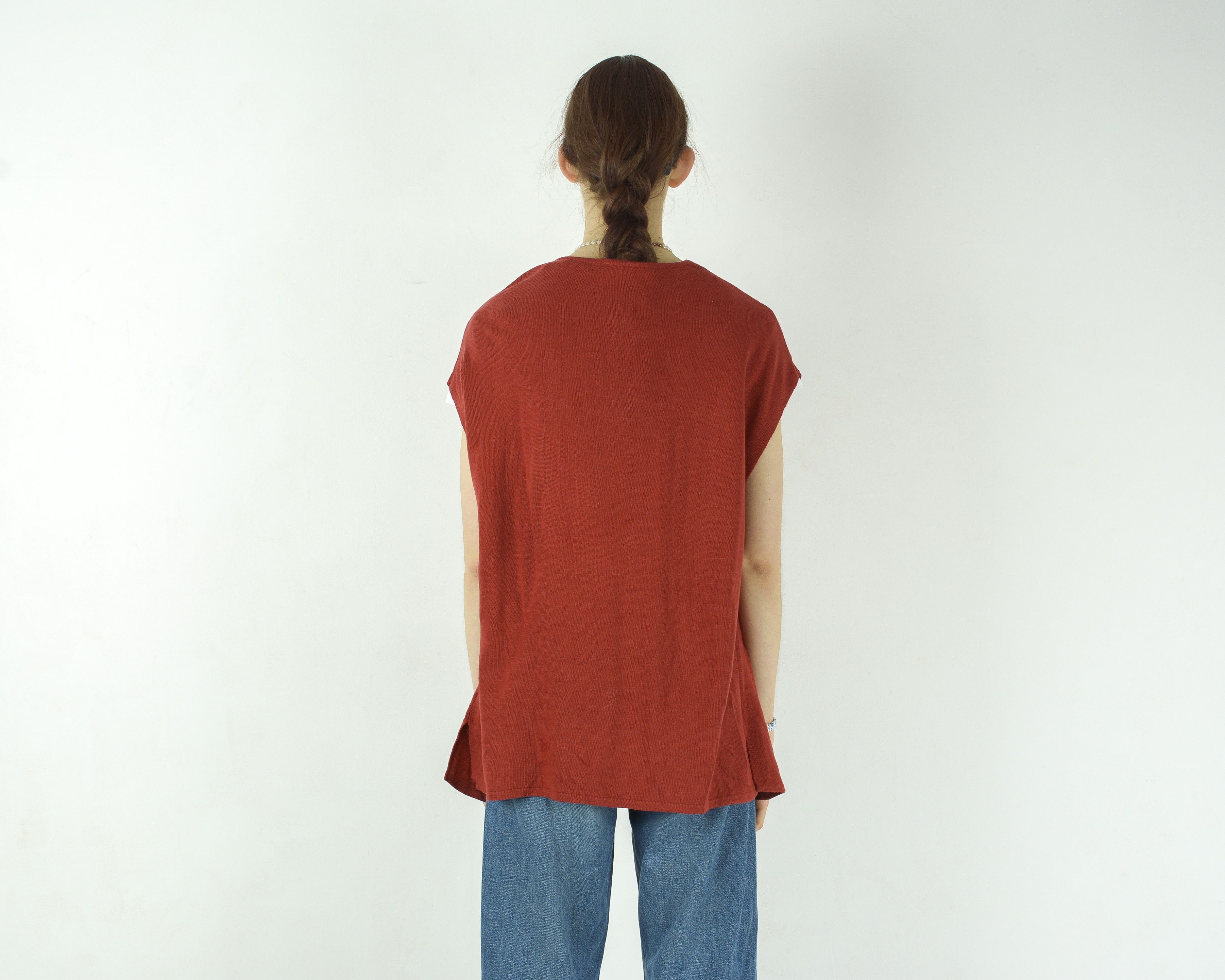 Other × Vintage AMBRIA Sleeveless Waistcoat Light Tank Vest No Closure Gilet Size M / US 6-8 / IT 42-44 - 3 Thumbnail