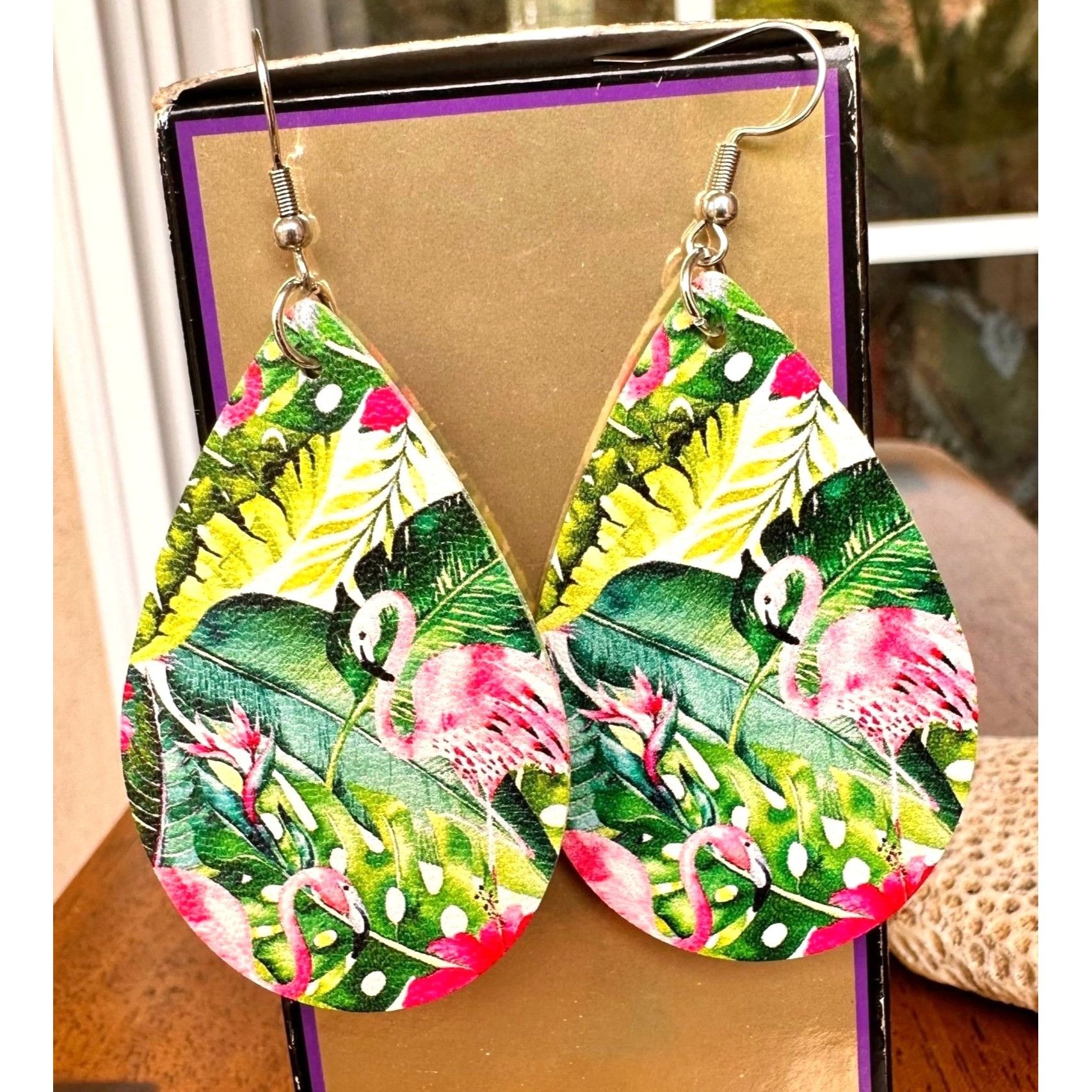 Handmade Flamingo Earrings Dangle Hooks New Art Deco Las Vegas Flori Size ONE SIZE - 3 Thumbnail