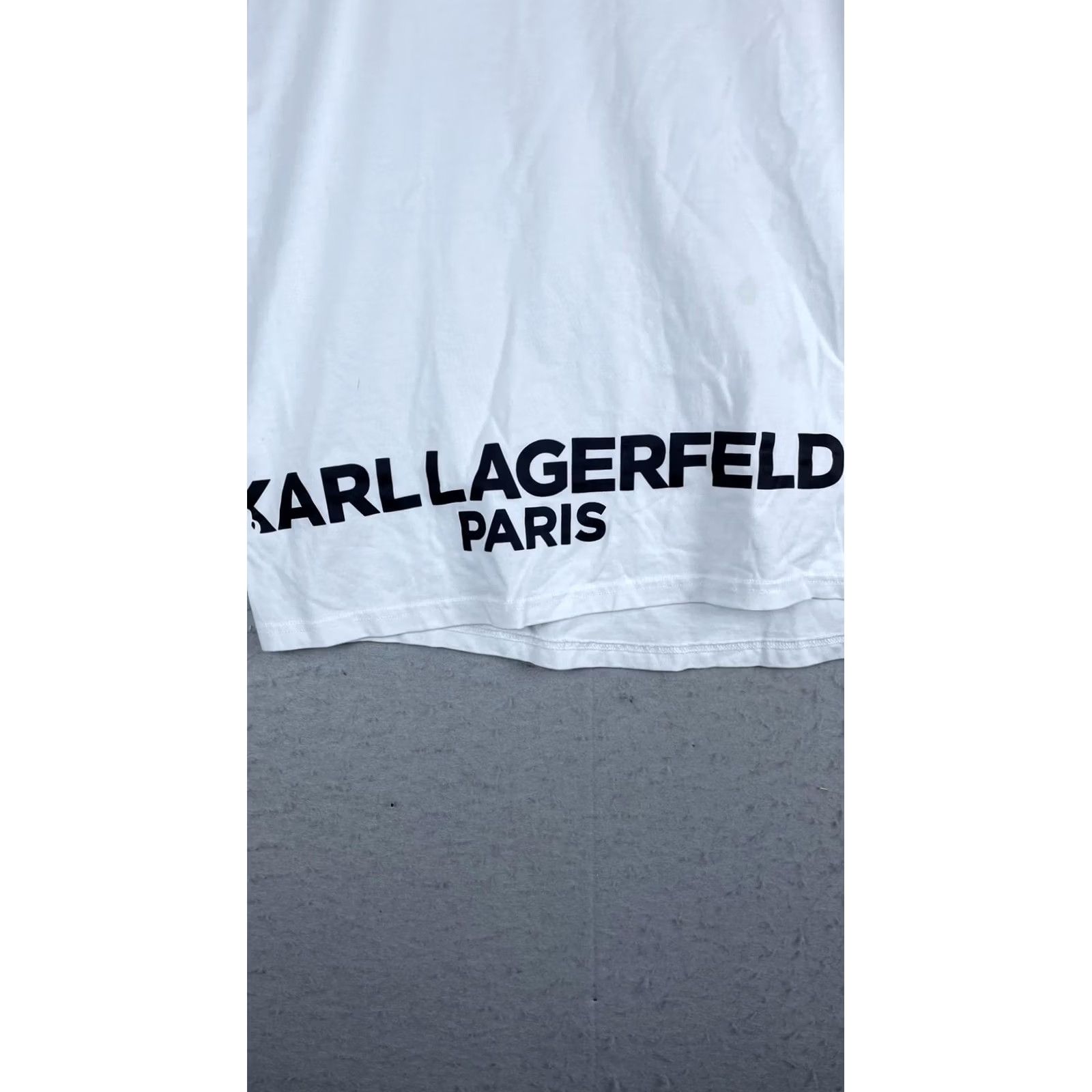 Karl Lagerfeld Karl Lagerfeld Paris Shirt Womens Small White Logo Graphic Roll Tab Tee Top Size S / US 4 / IT 40 - 2 Thumbnail