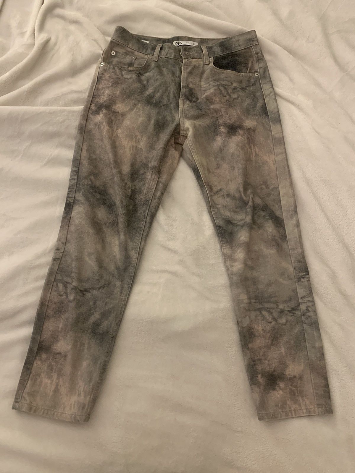 Zara Man Jeans Premium Denimwear Bleached Green Pants