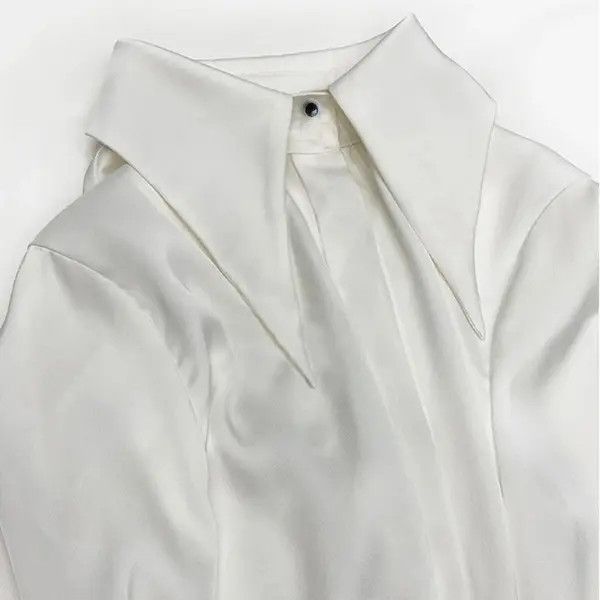 Autumn Vintage Satin Silk Women Shirt Elegant