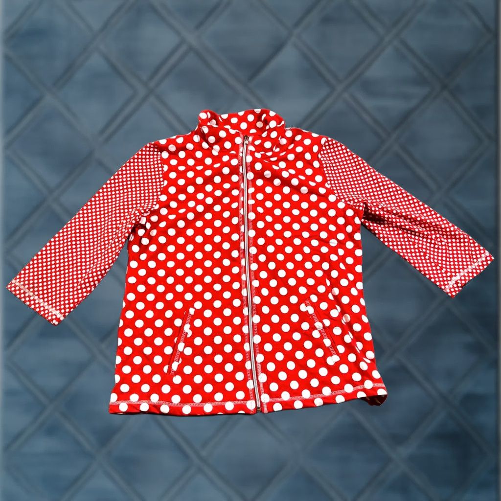 Vintage Onque Casual Jacket Womens XL Red White Polka Dot 3/4 Sleeve Full Zip Jacket Size L / US 10 / IT 46 - 1 Thumbnail