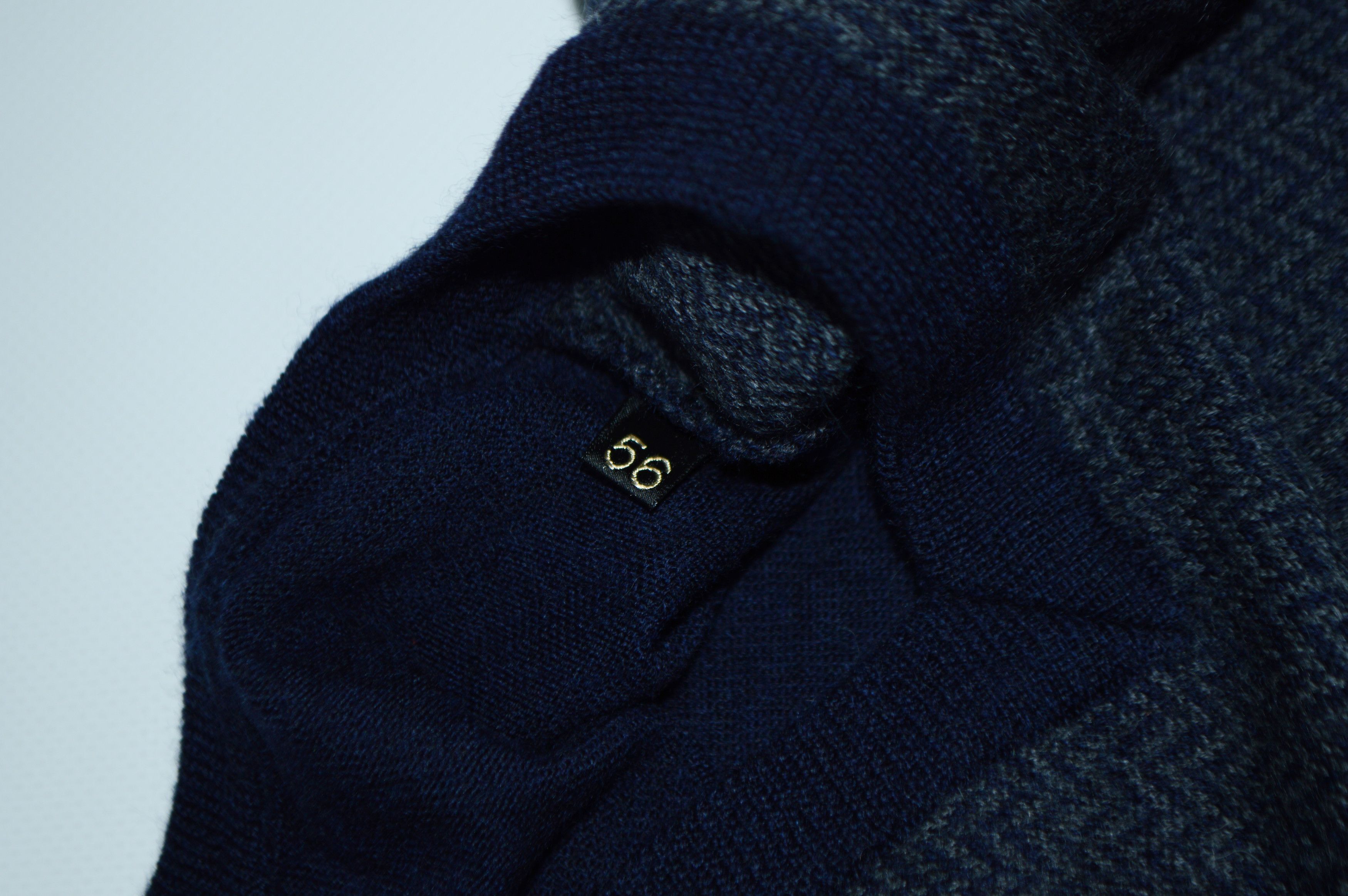 Corneliani Corneliani Herringbone Blue Wool V-Neck Jumper Sweater Size US XL / EU 56 / 4 - 4 Thumbnail